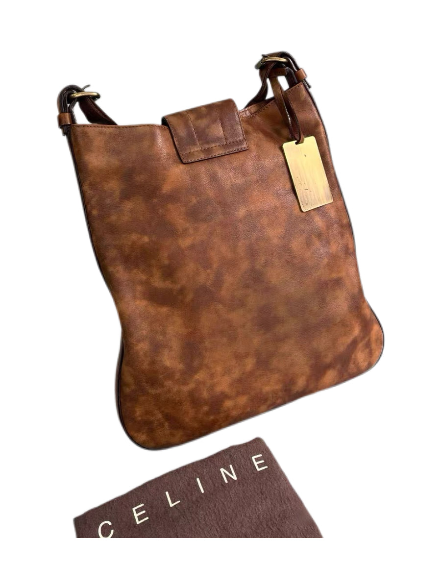 Celine Runway 2001 Ammo Strap Distressed Leather Crossbody Bag – Bullet Belt Detail Archive Piece