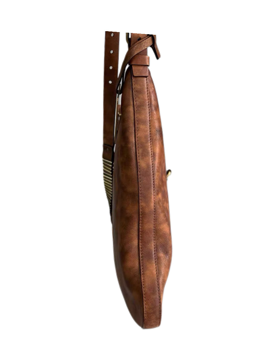 Celine Runway 2001 Ammo Strap Distressed Leather Crossbody Bag – Bullet Belt Detail Archive Piece