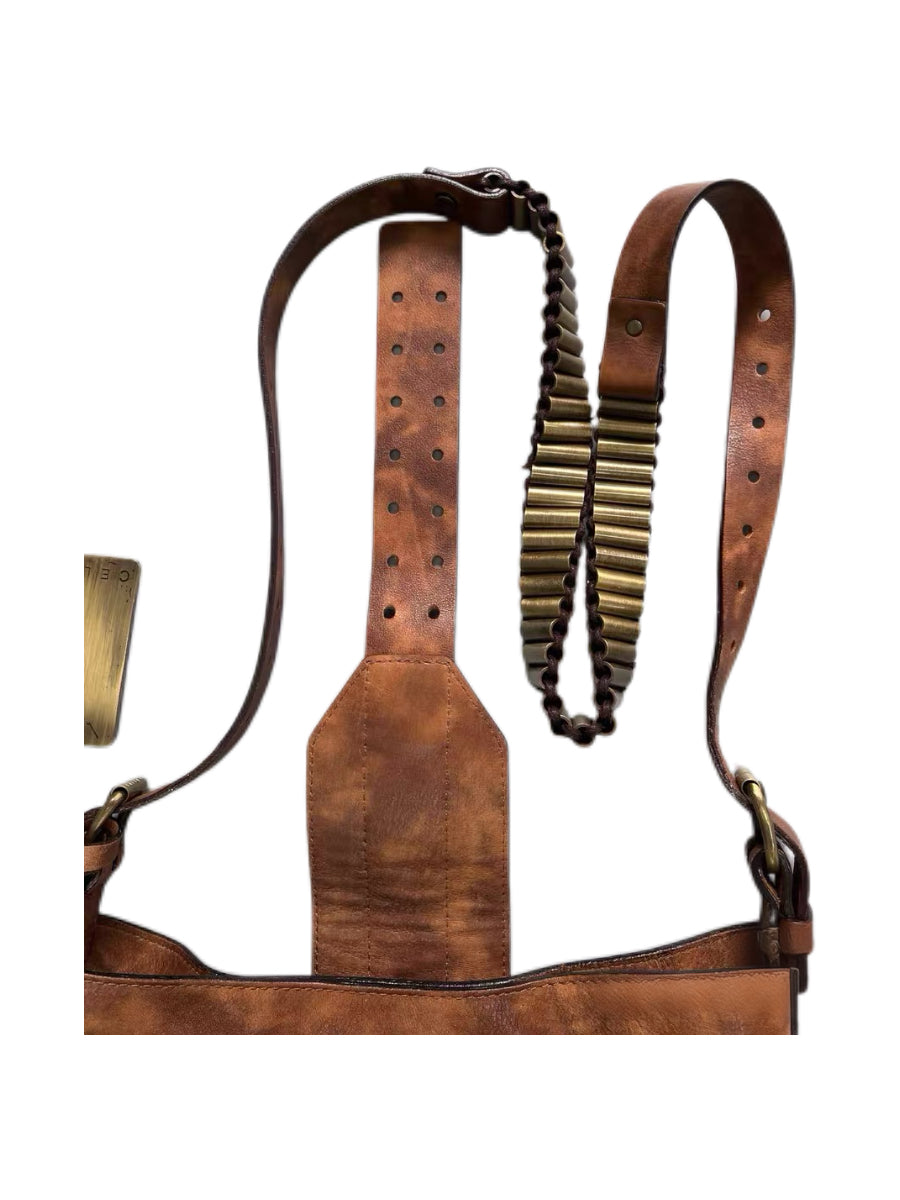 Celine Runway 2001 Ammo Strap Distressed Leather Crossbody Bag – Bullet Belt Detail Archive Piece