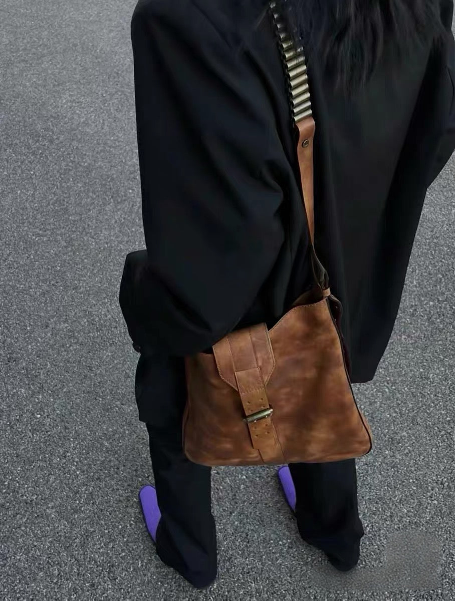 Celine Runway 2001 Ammo Strap Distressed Leather Crossbody Bag – Bullet Belt Detail Archive Piece