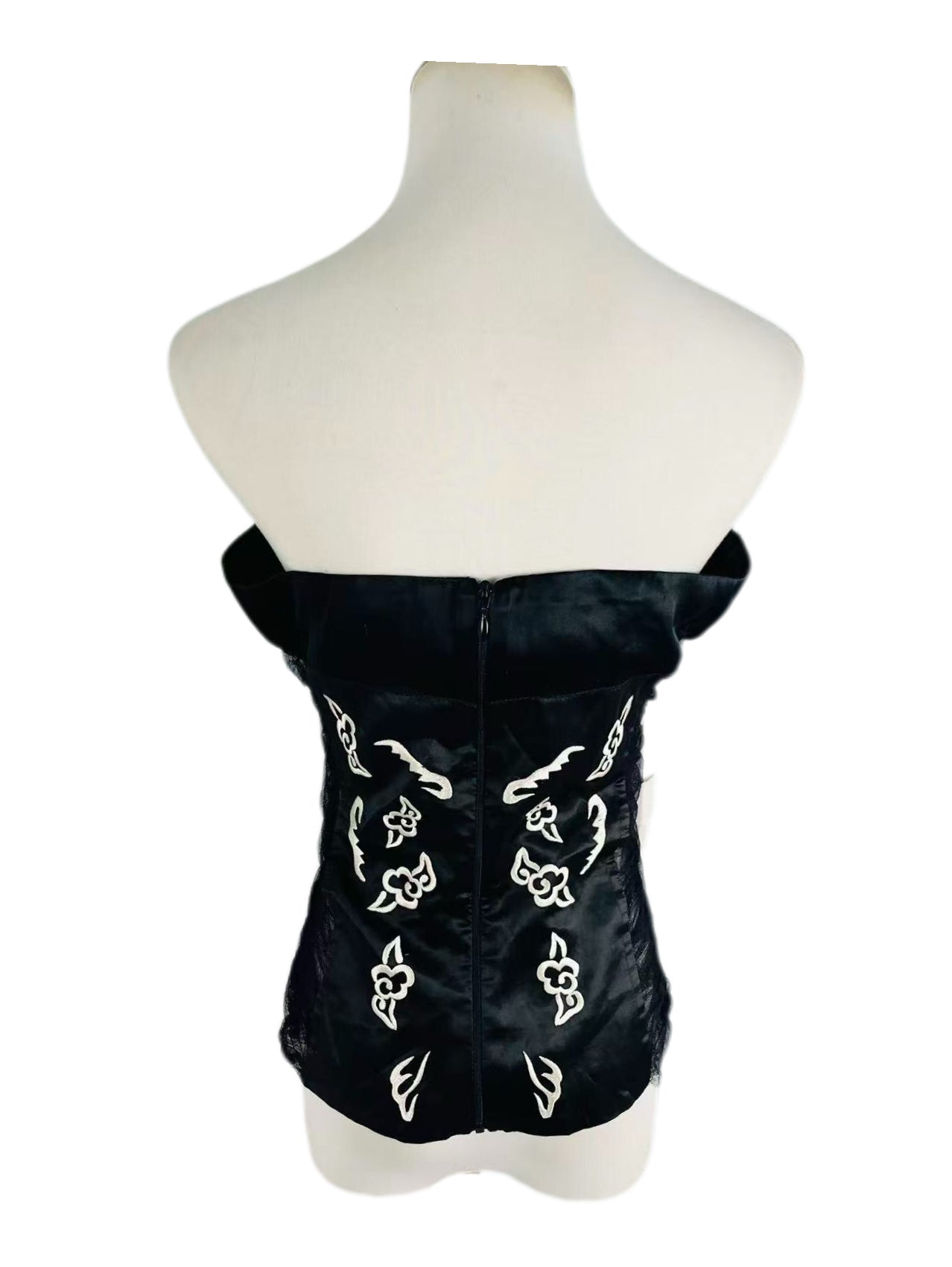 Blumarine Spring/Summer 2003 Runway Dragon Embroidered Silk Bustier Top