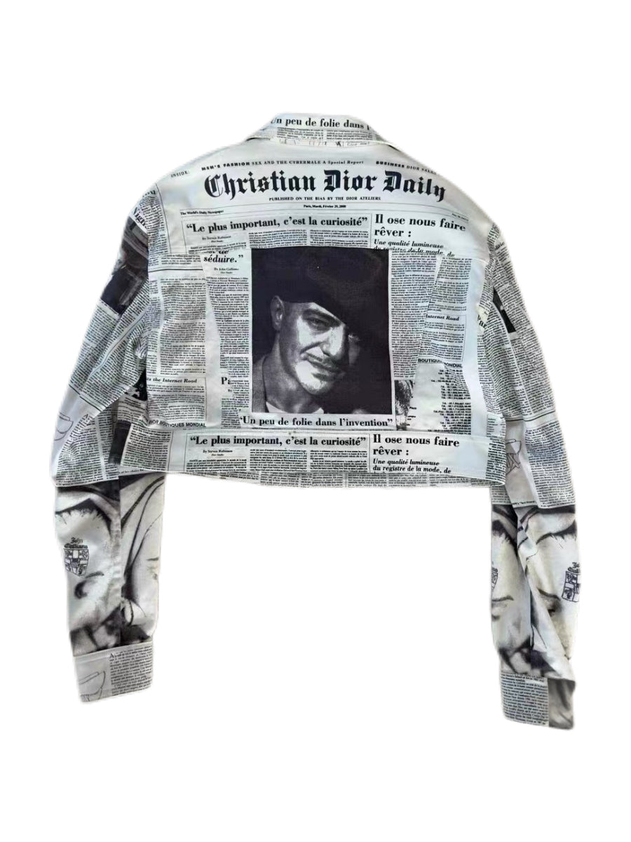 Christian Dior by John Galliano F/W 2000 Newspaper Print Cropped Jacket – Runway Archive Museum Piece