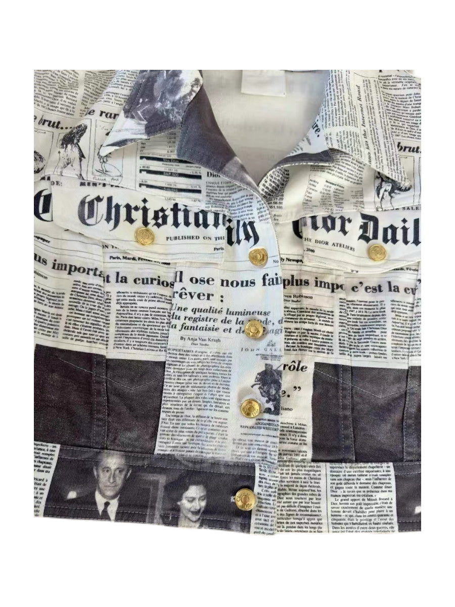 Christian Dior by John Galliano F/W 2000 Newspaper Print Cropped Jacket – Runway Archive Museum Piece