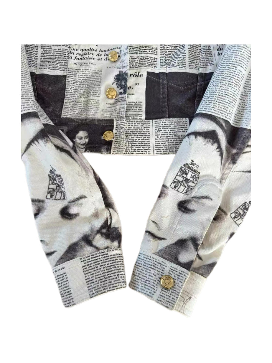 Christian Dior by John Galliano F/W 2000 Newspaper Print Cropped Jacket – Runway Archive Museum Piece