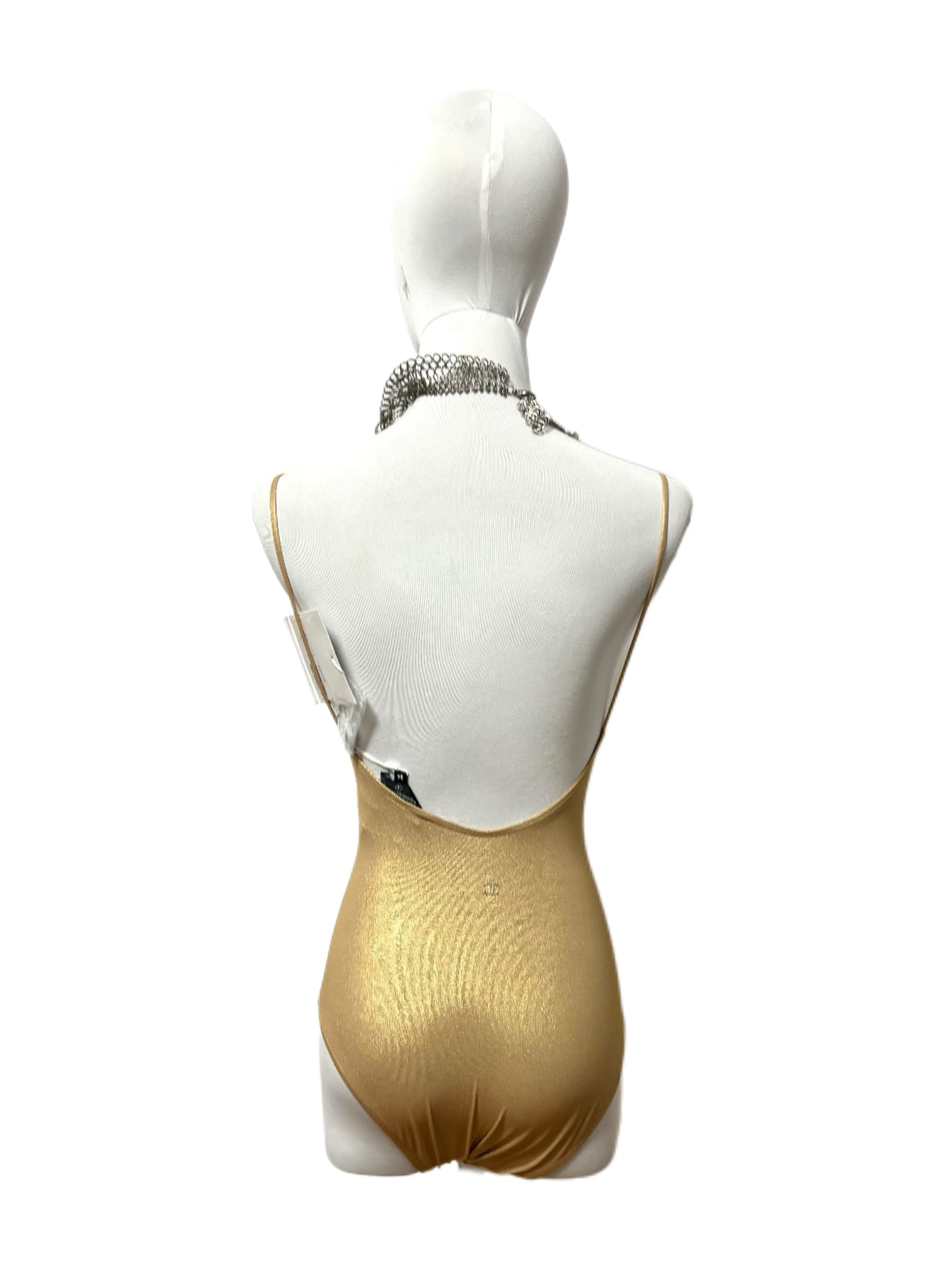 Chanel Spring 2022 Runway Gold Metallic Swimsuit Bodysuit BNWT