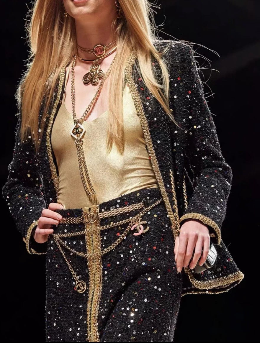 Chanel Spring 2022 Runway Gold Metallic Swimsuit Bodysuit BNWT