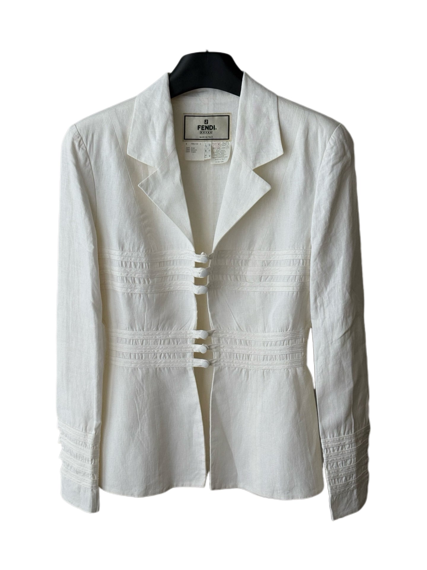 Fendi Vintage 1995 SS Karl Lagerfeld White Linen Archive Jacket