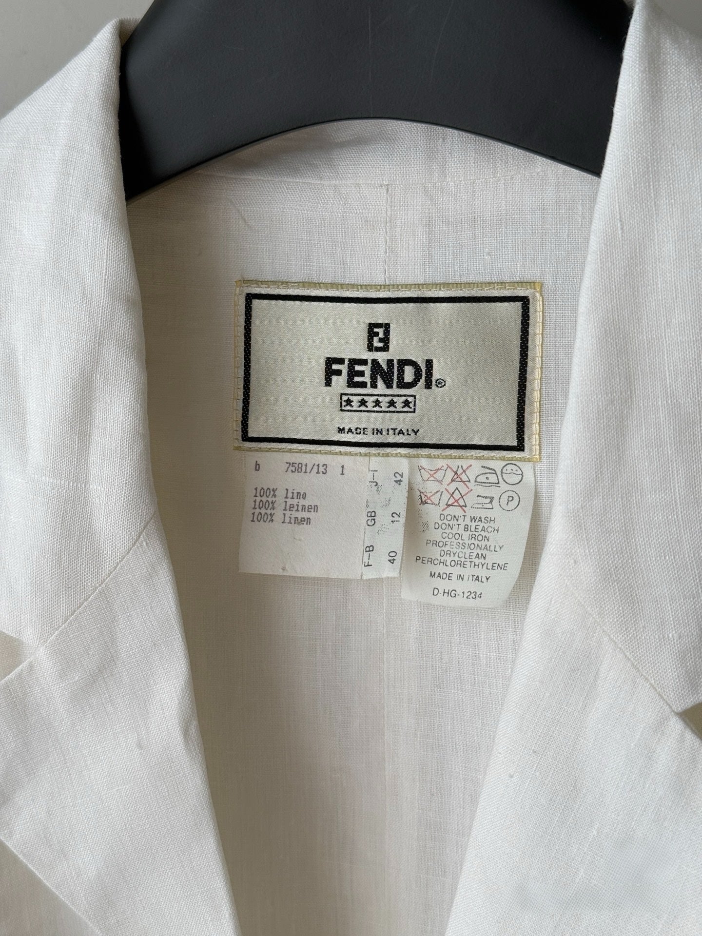 Fendi Vintage 1995 SS Karl Lagerfeld White Linen Archive Jacket