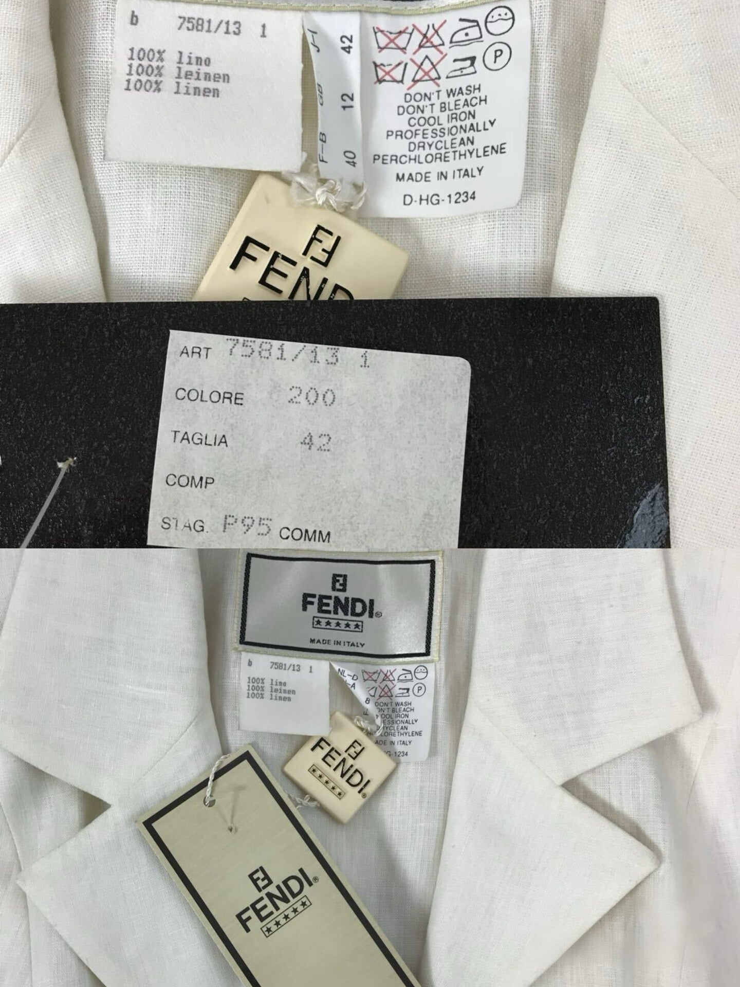 Fendi Vintage 1995 SS Karl Lagerfeld White Linen Archive Jacket