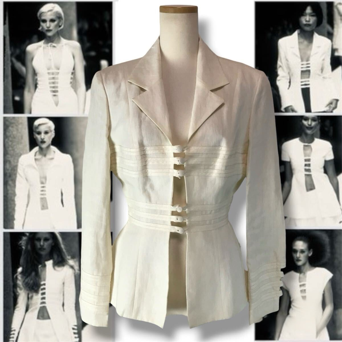 Fendi Vintage 1995 SS Karl Lagerfeld White Linen Archive Jacket