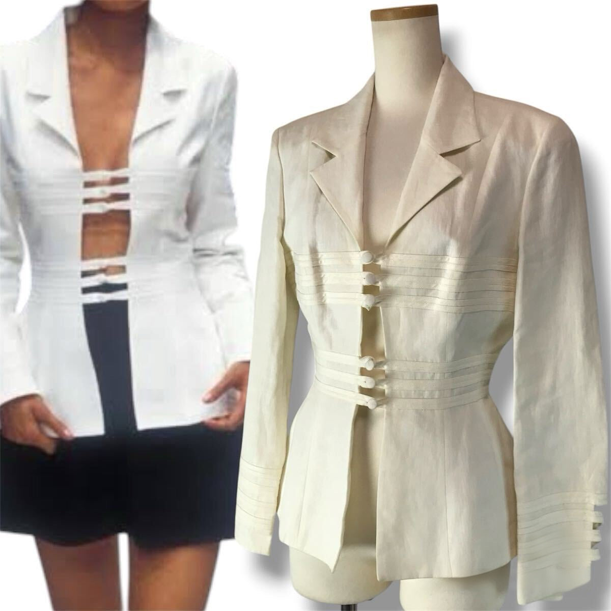 Fendi Vintage 1995 SS Karl Lagerfeld White Linen Archive Jacket