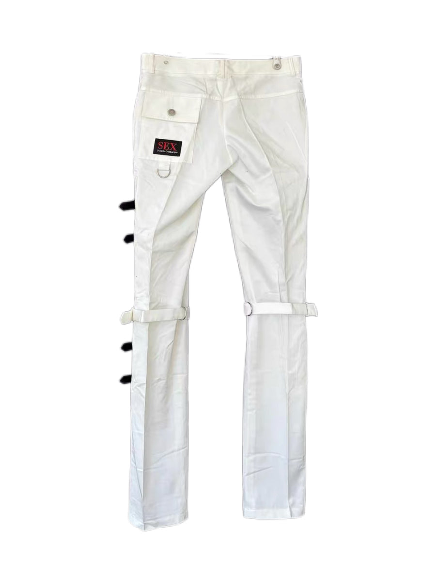 Dolce & Gabbana 2003 SS Bondage Strap Pants – White Runway Archive Deadstock Piece