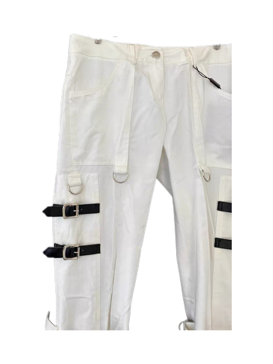 Dolce & Gabbana 2003 SS Bondage Strap Pants – White Runway Archive Deadstock Piece
