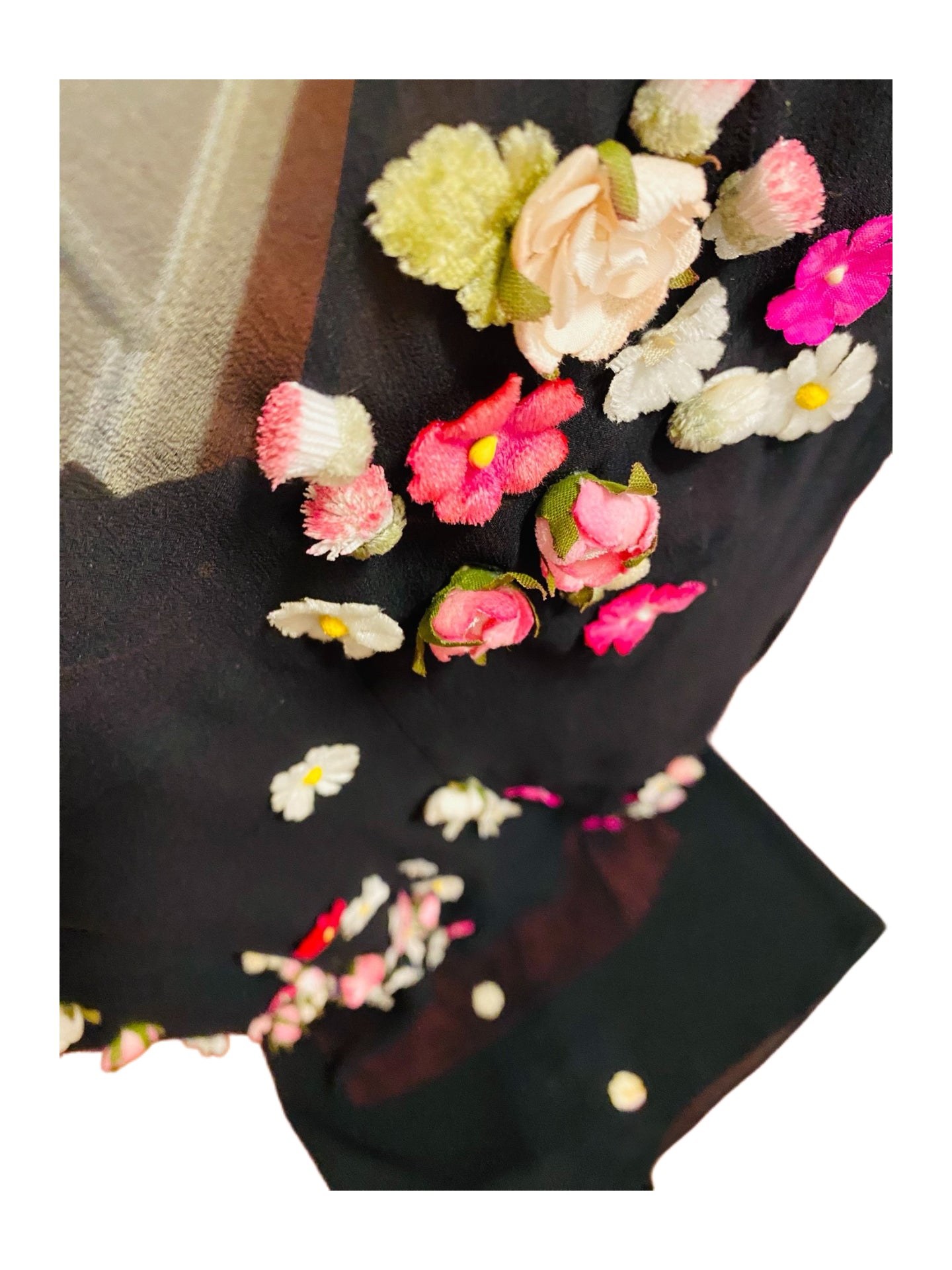 Dolce & Gabbana 1999 Runway Floral Appliqué Sheer Silk Layered Dress Set