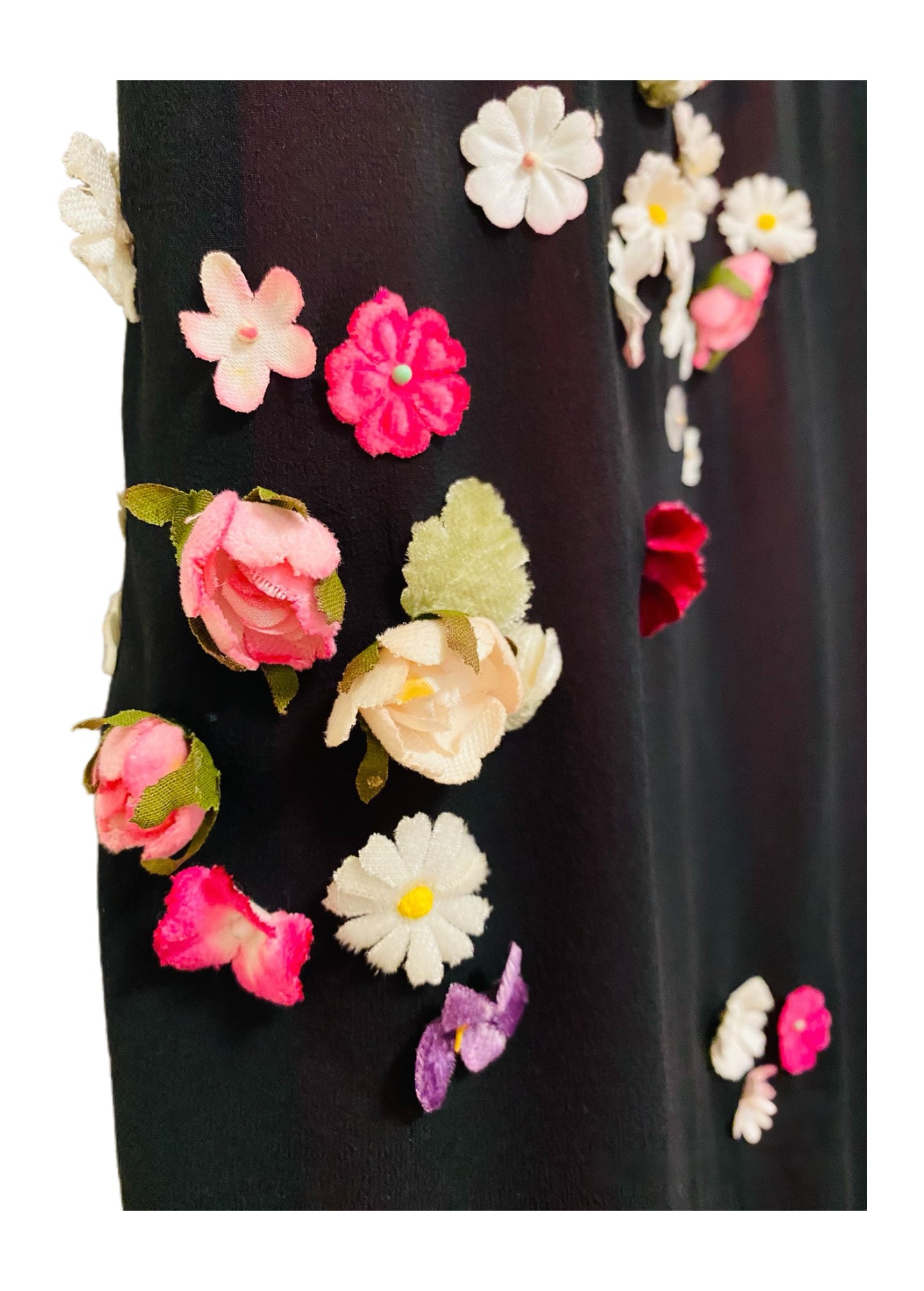 Dolce & Gabbana 1999 Runway Floral Appliqué Sheer Silk Layered Dress Set