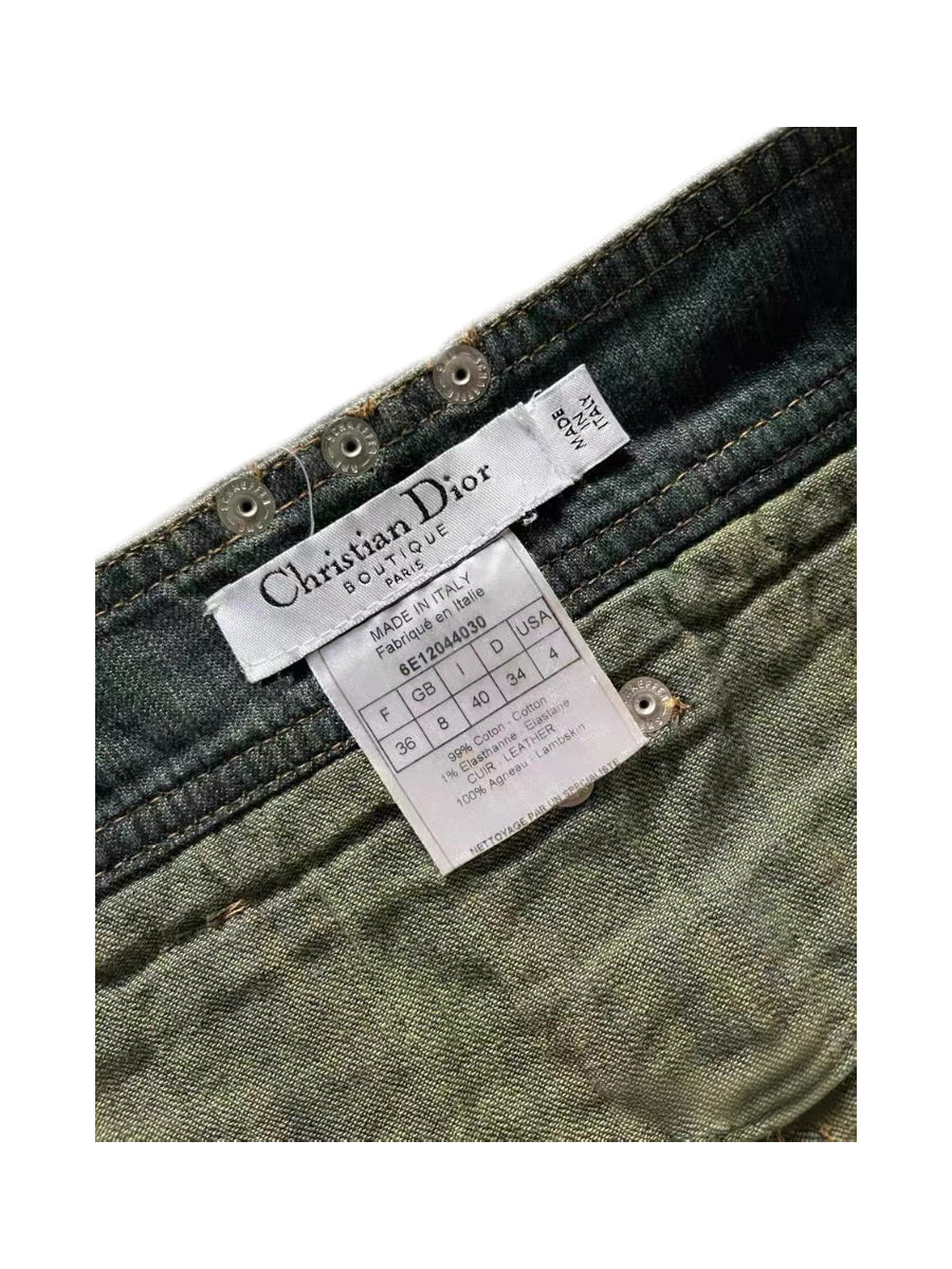 Christian Dior by John Galliano Spring 2006 Leather Panel Denim Jeans – Runway Archive Piece