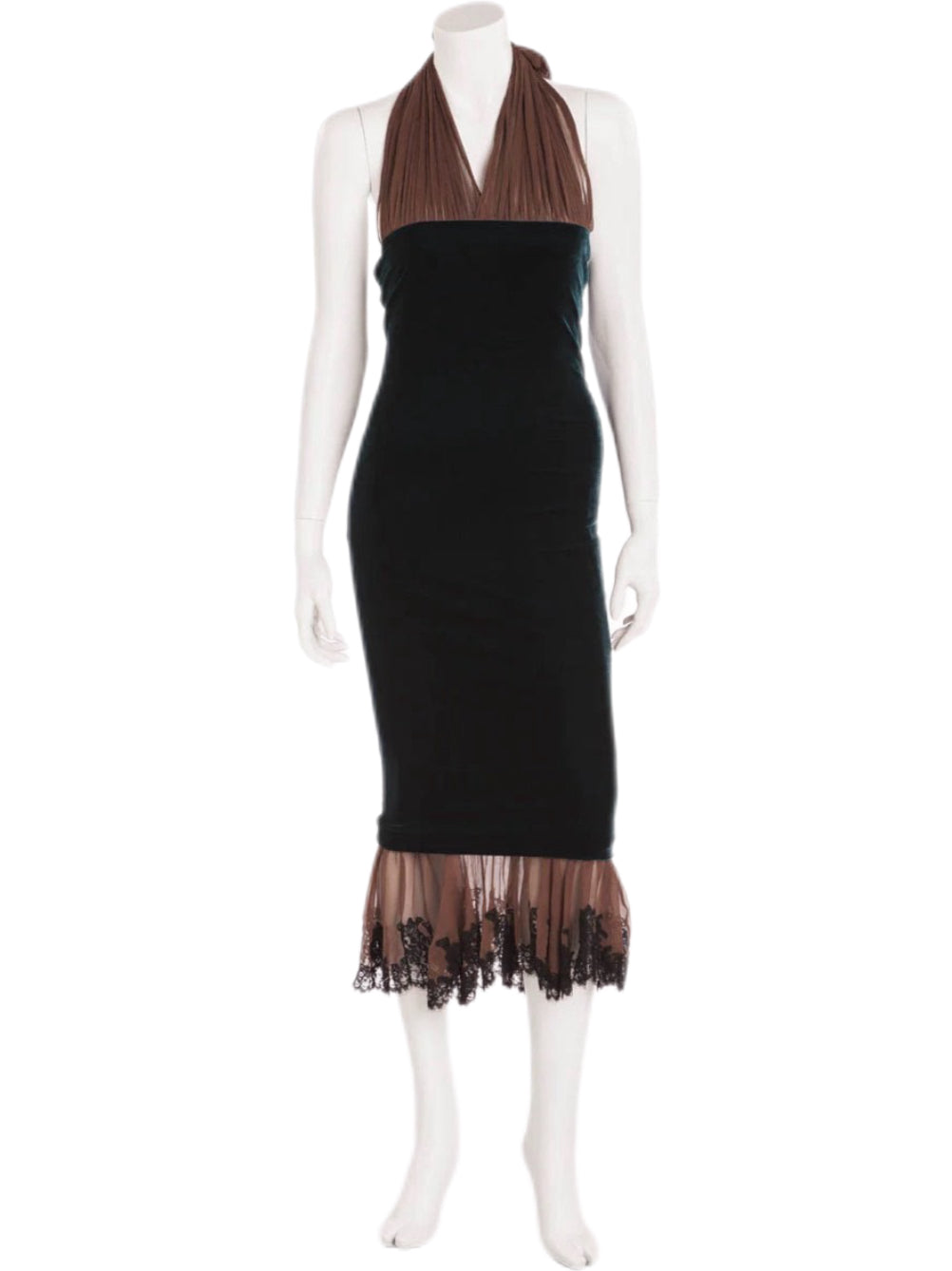 Jean Paul Gaultier FW2005 Runway Emerald Velvet & Silk Mermaid Halter Dress