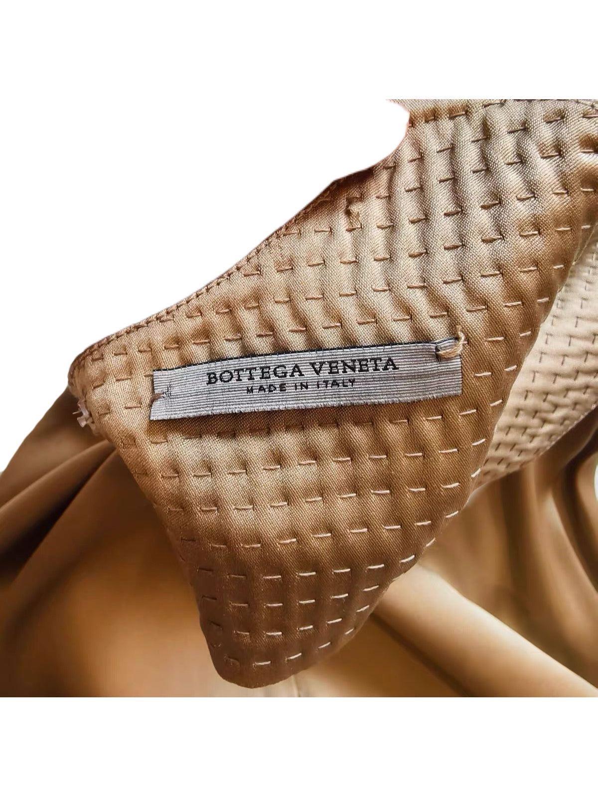 Bottega Veneta Champagne Silk Satin Hand-Quilted Bustier Dress