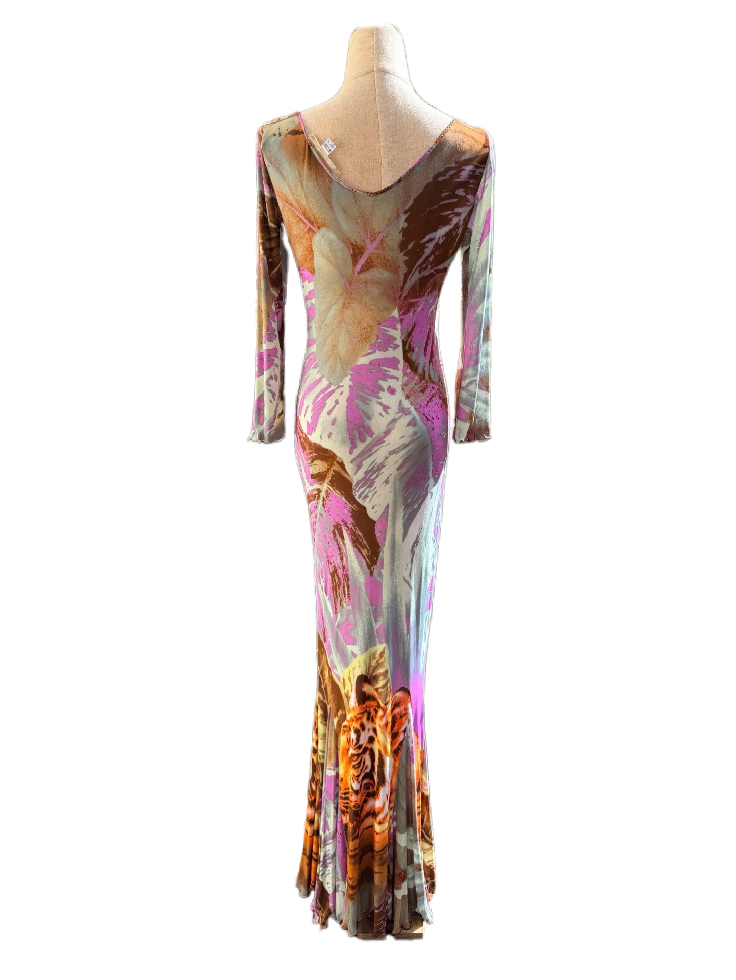Roberto Cavalli Archive Tiger Jungle Print Stretch Maxi Dress