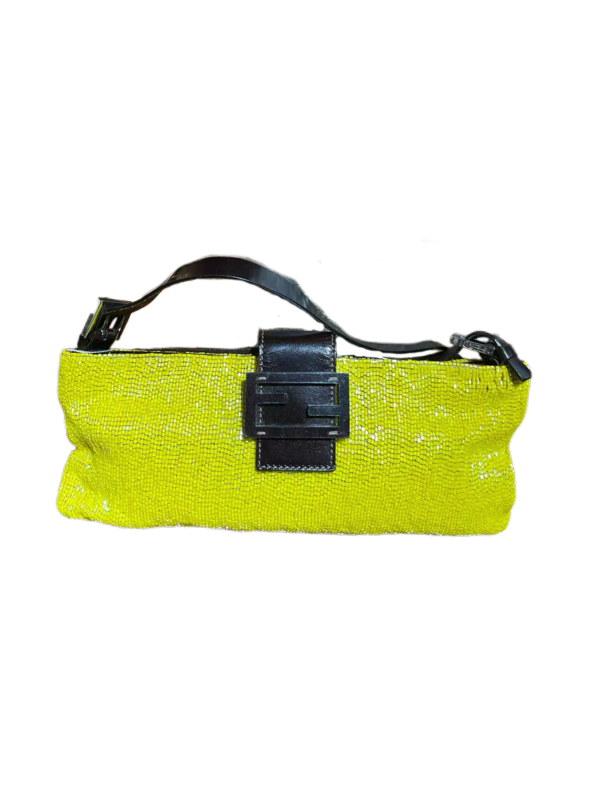 Fendi Lemon Yellow Beaded Baguette Bag – Fully Hand-Beaded Long Baguette Rare Colorway