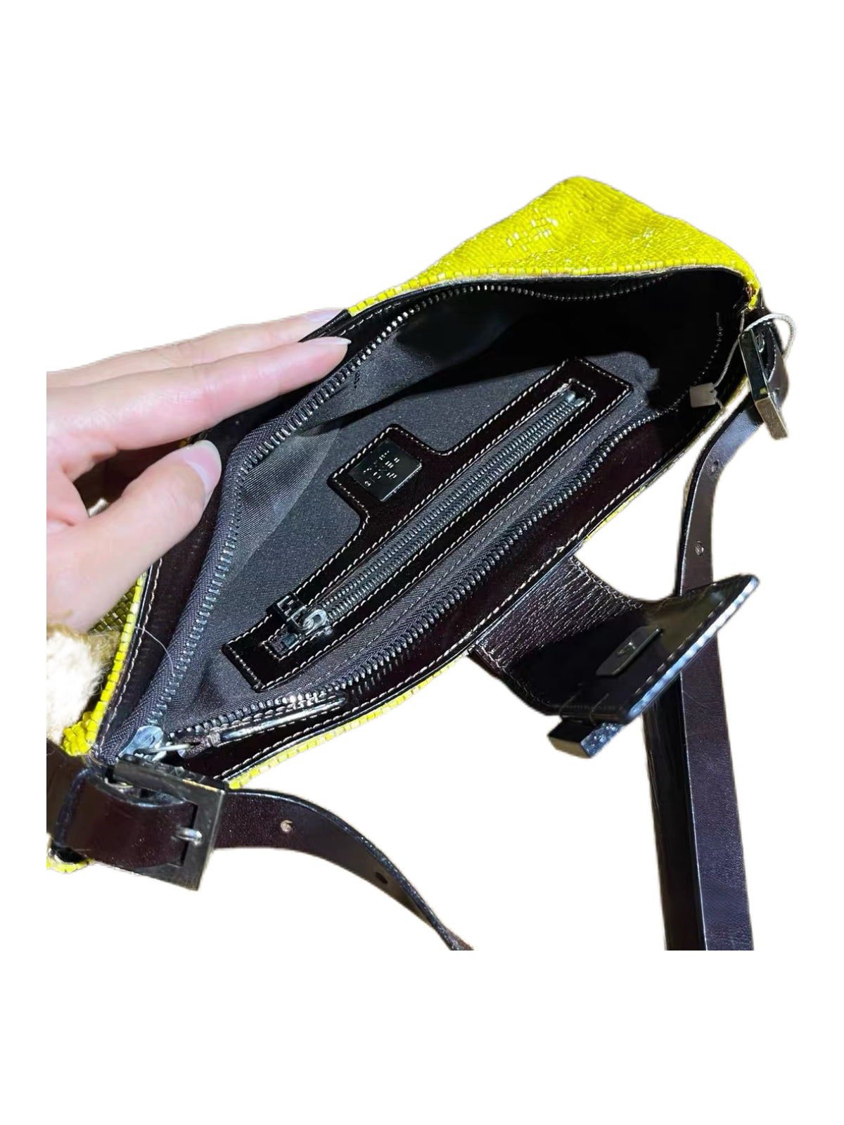 Fendi Lemon Yellow Beaded Baguette Bag – Fully Hand-Beaded Long Baguette Rare Colorway