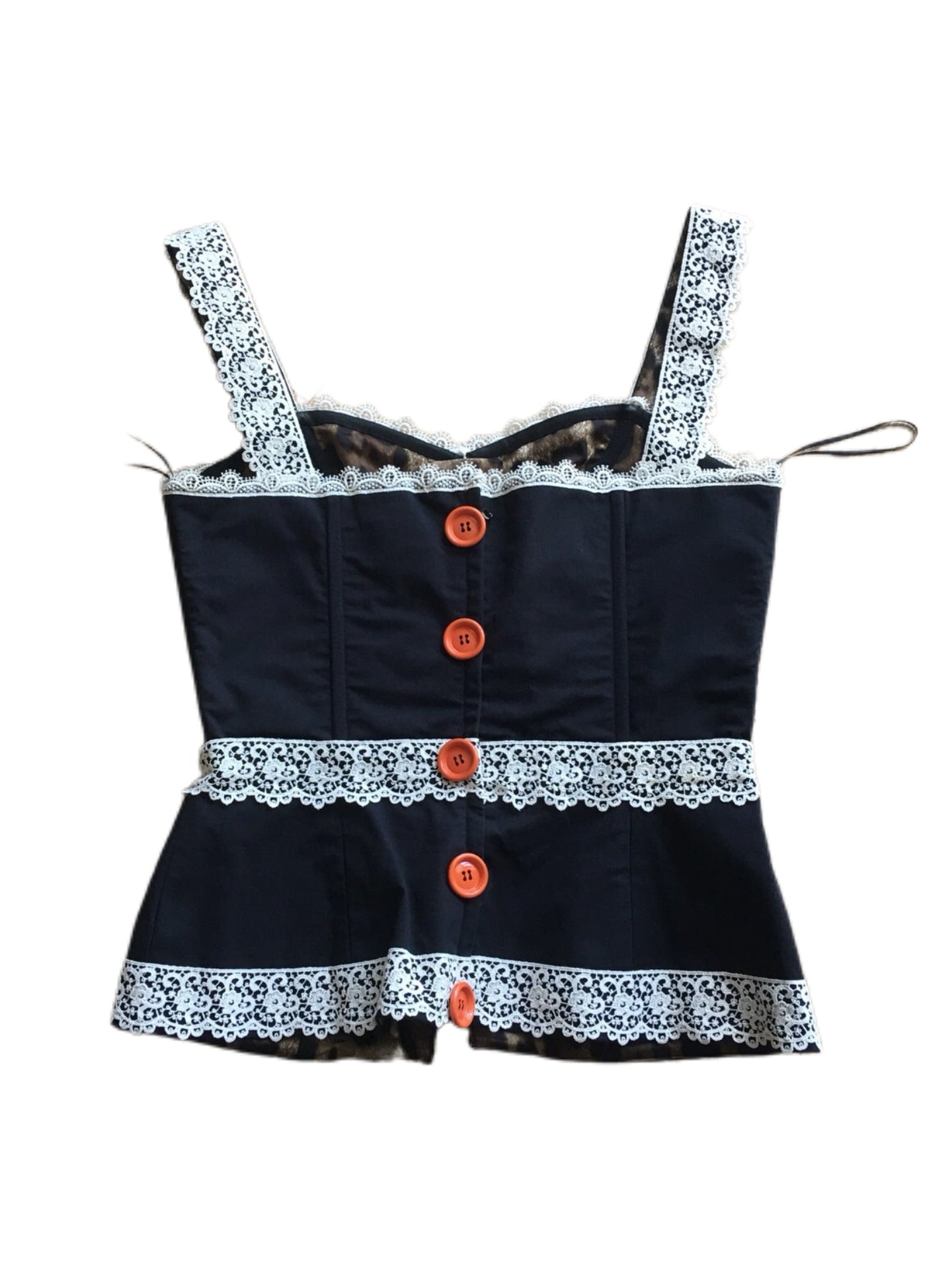 Dolce & Gabbana Lace Corset Tank Top with Leopard Silk Lining