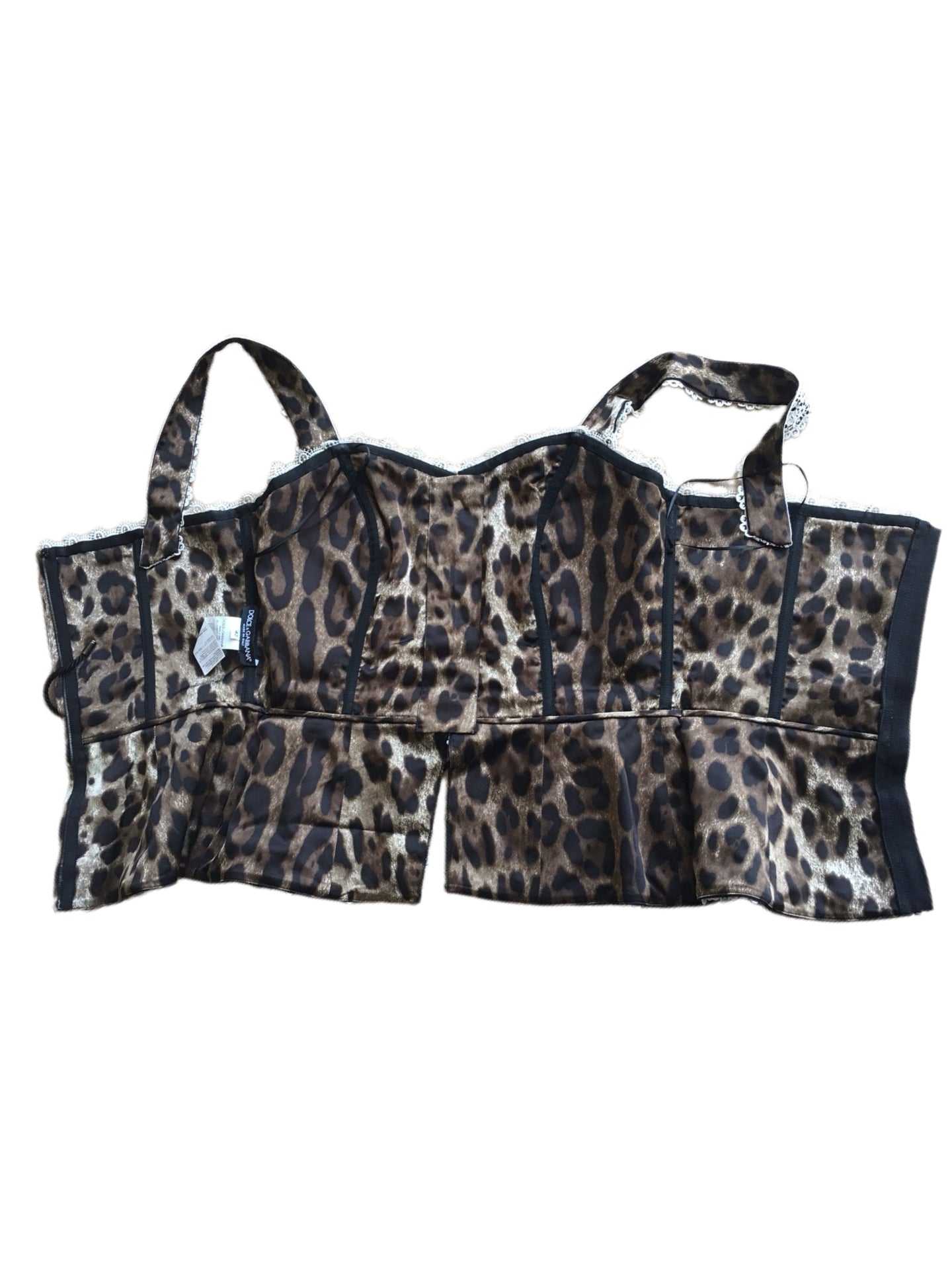Dolce & Gabbana Lace Corset Tank Top with Leopard Silk Lining