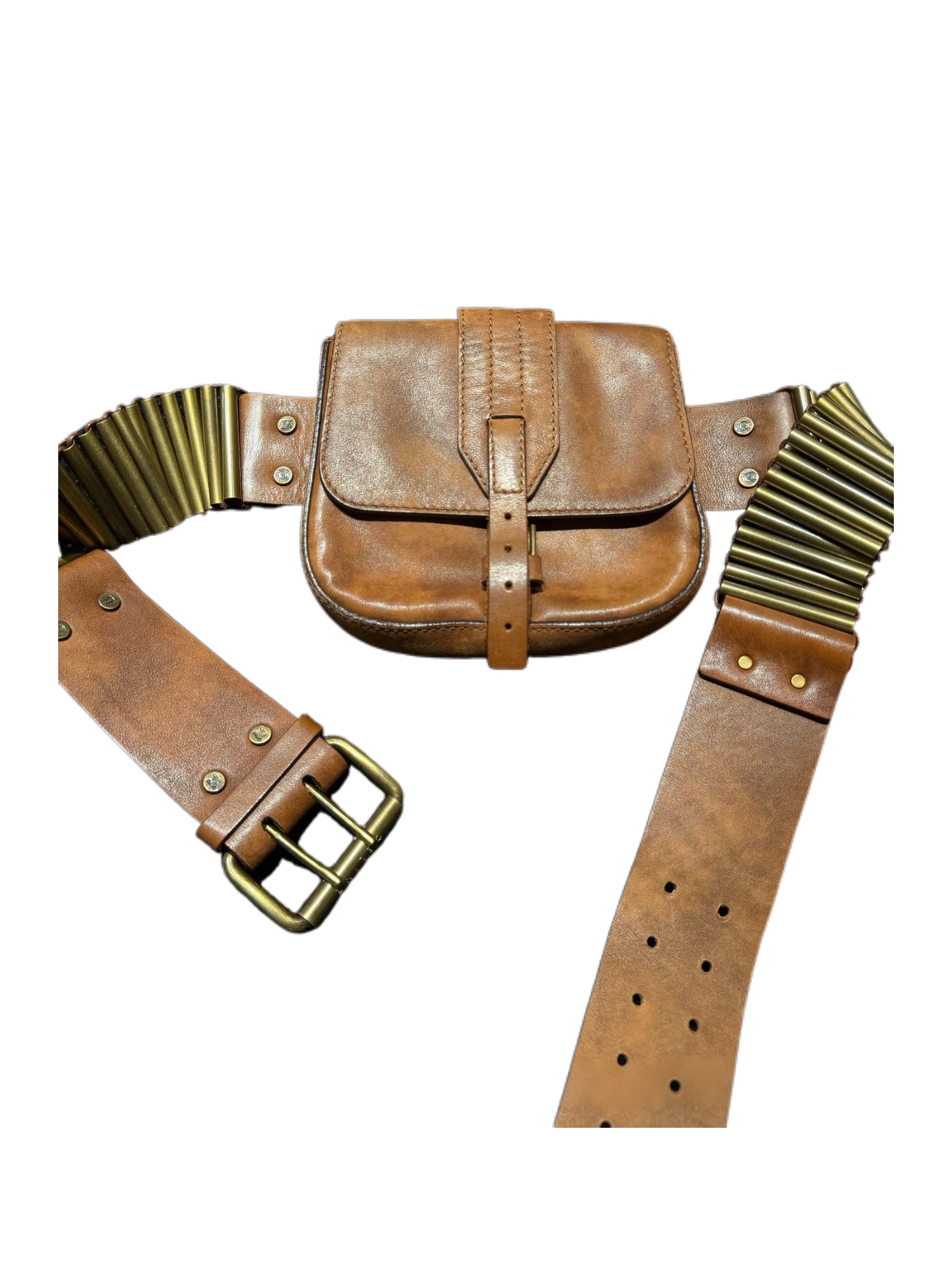 Celine 2001 Runway Ammo Belt Bag – Vintage Leather Utility Waist Bag by Phoebe Philo Era Style