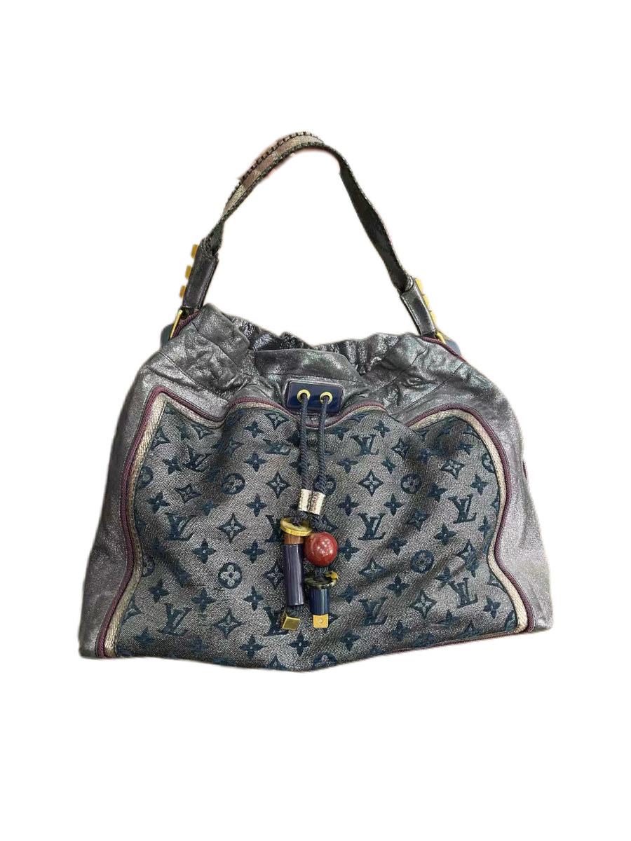 Louis Vuitton Runway Limited Metallic Monogram Bucket Bag – Rare Purple Trim Leather & Canvas Tote (Collector Piece)