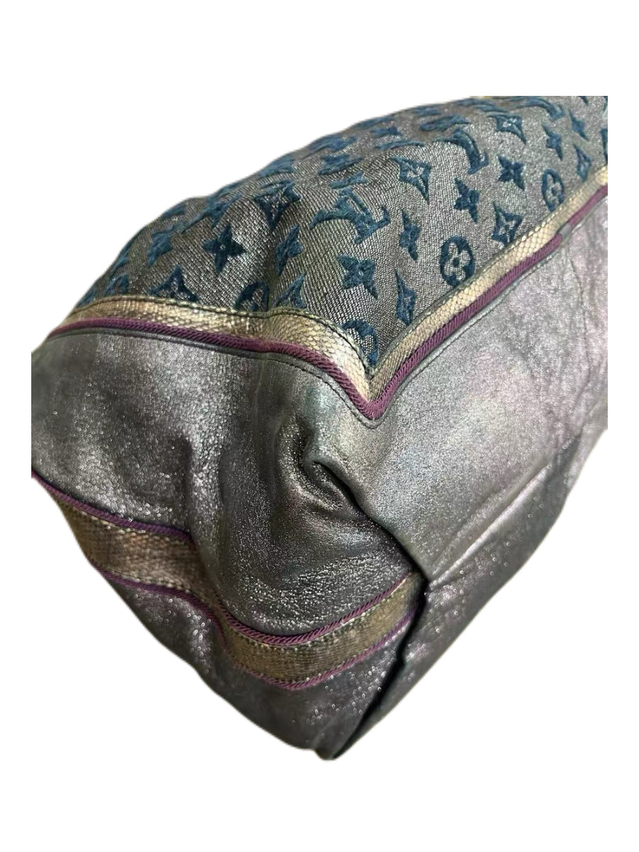 Louis Vuitton Runway Limited Metallic Monogram Bucket Bag – Rare Purple Trim Leather & Canvas Tote (Collector Piece)