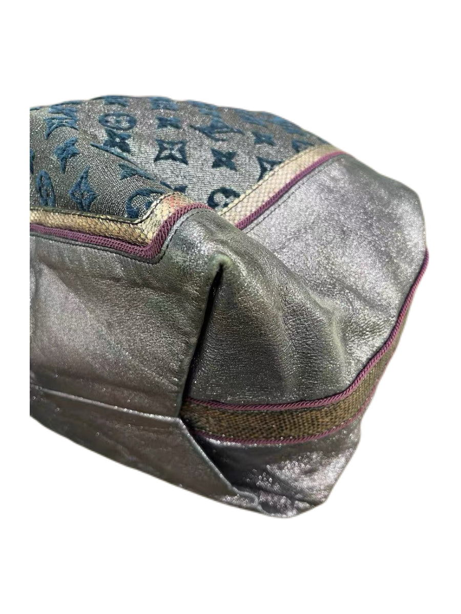 Louis Vuitton Runway Limited Metallic Monogram Bucket Bag – Rare Purple Trim Leather & Canvas Tote (Collector Piece)
