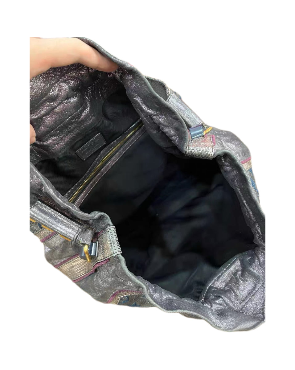 Louis Vuitton Runway Limited Metallic Monogram Bucket Bag – Rare Purple Trim Leather & Canvas Tote (Collector Piece)
