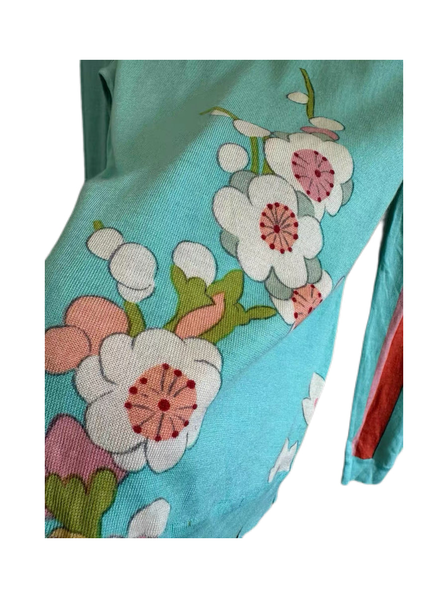 Christian Dior by John Galliano S/S 2003 Oriental Floral Print Knit Top – Runway Archive Rare Piece