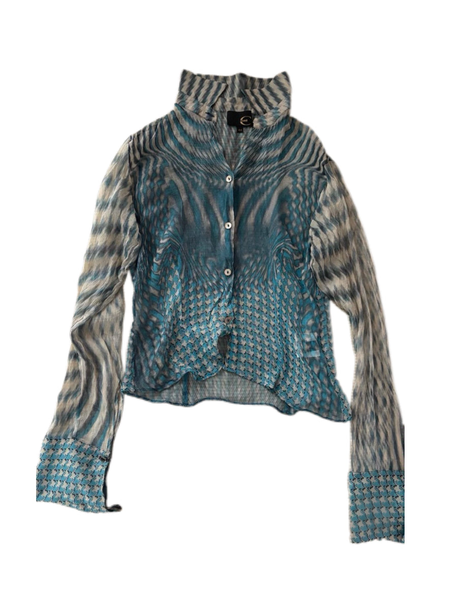 Roberto Cavalli S/S 2001 Psychedelic Houndstooth Silk Shirt – Runway Archive Rare Piece