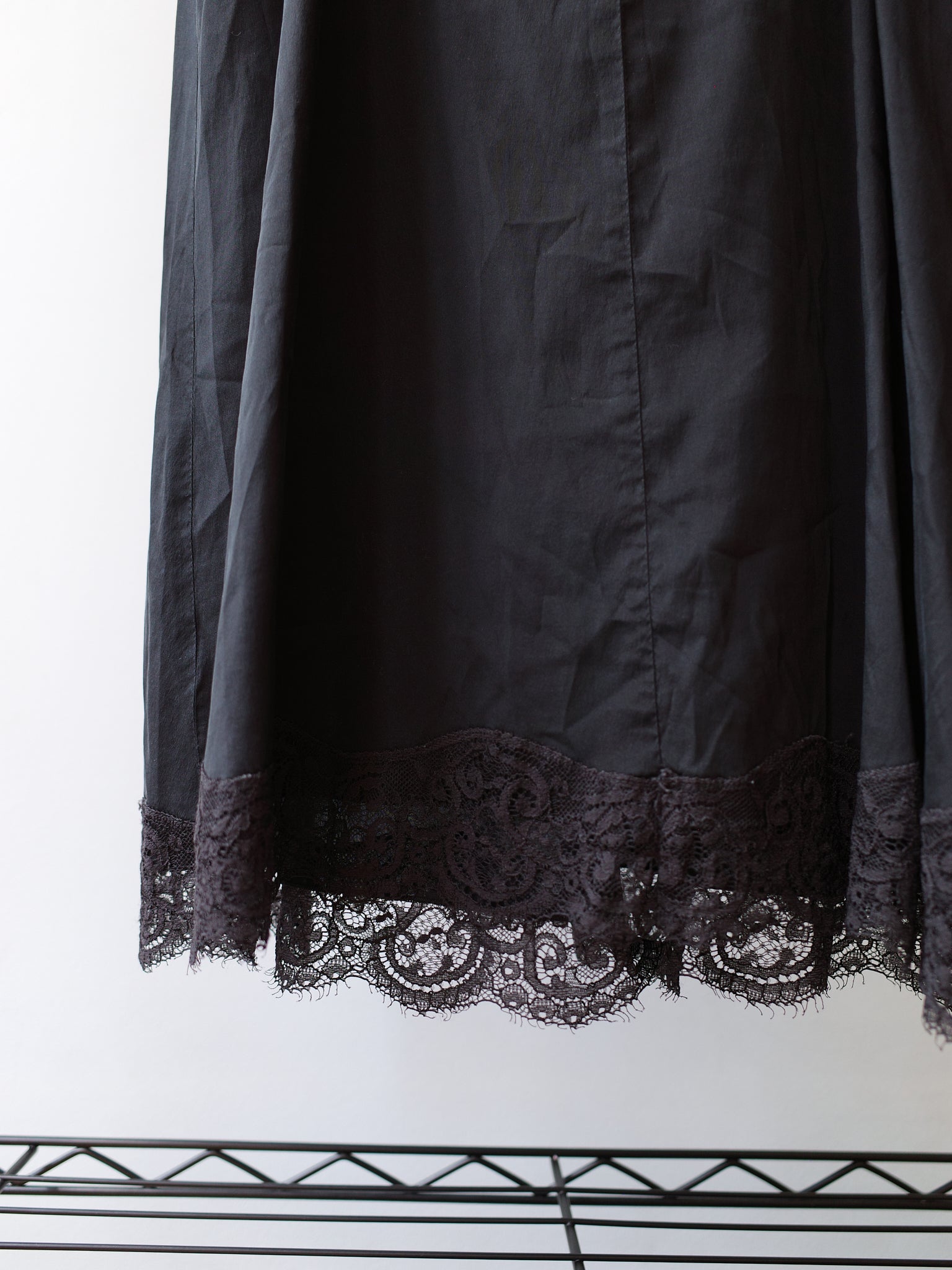 Dolce & Gabbana Black Silk Slip Dress with Lace Hem