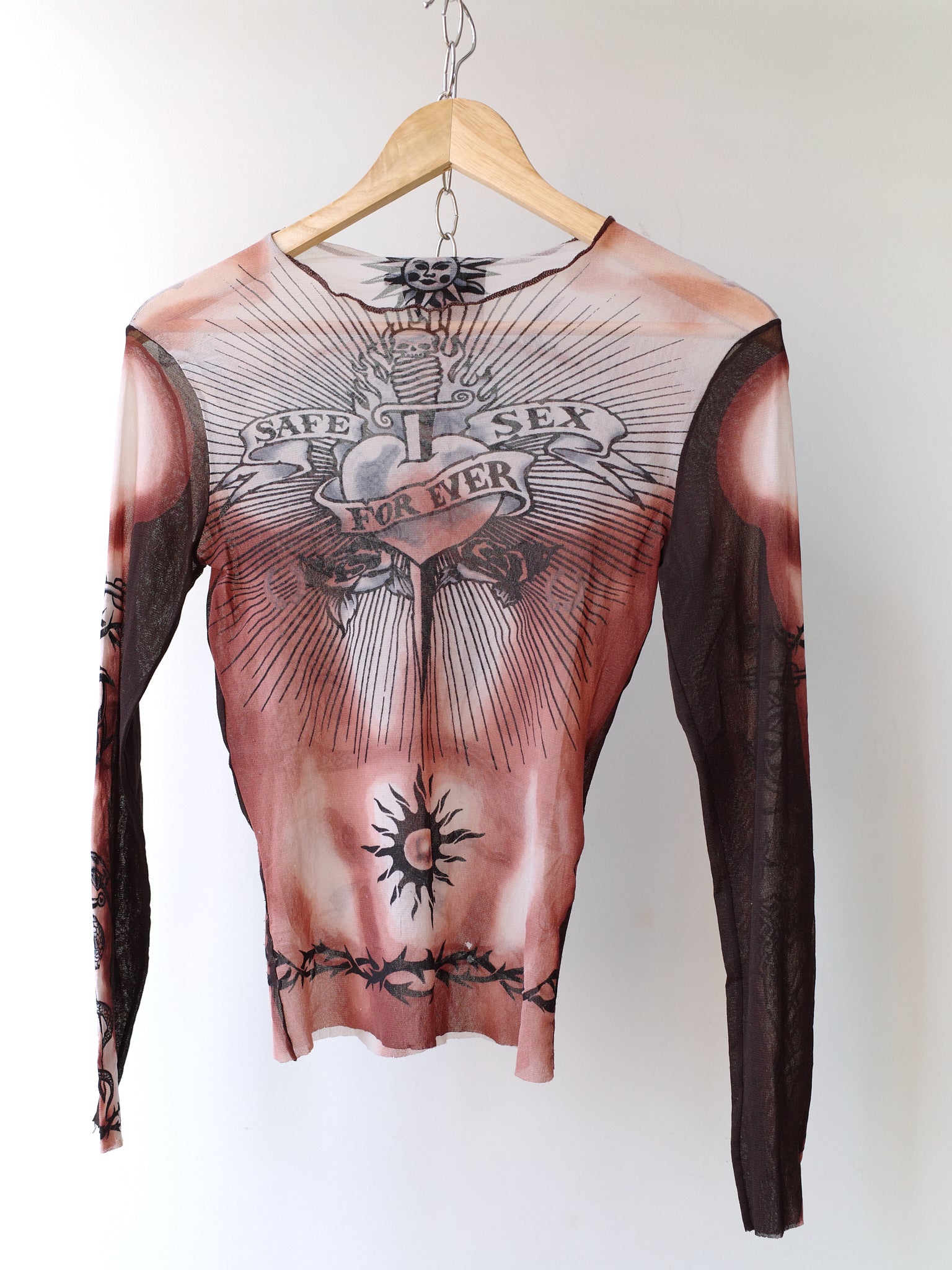 Jean Paul Gaultier S/S 1996 “Safe Sex Forever” Dragon Tattoo Mesh Top