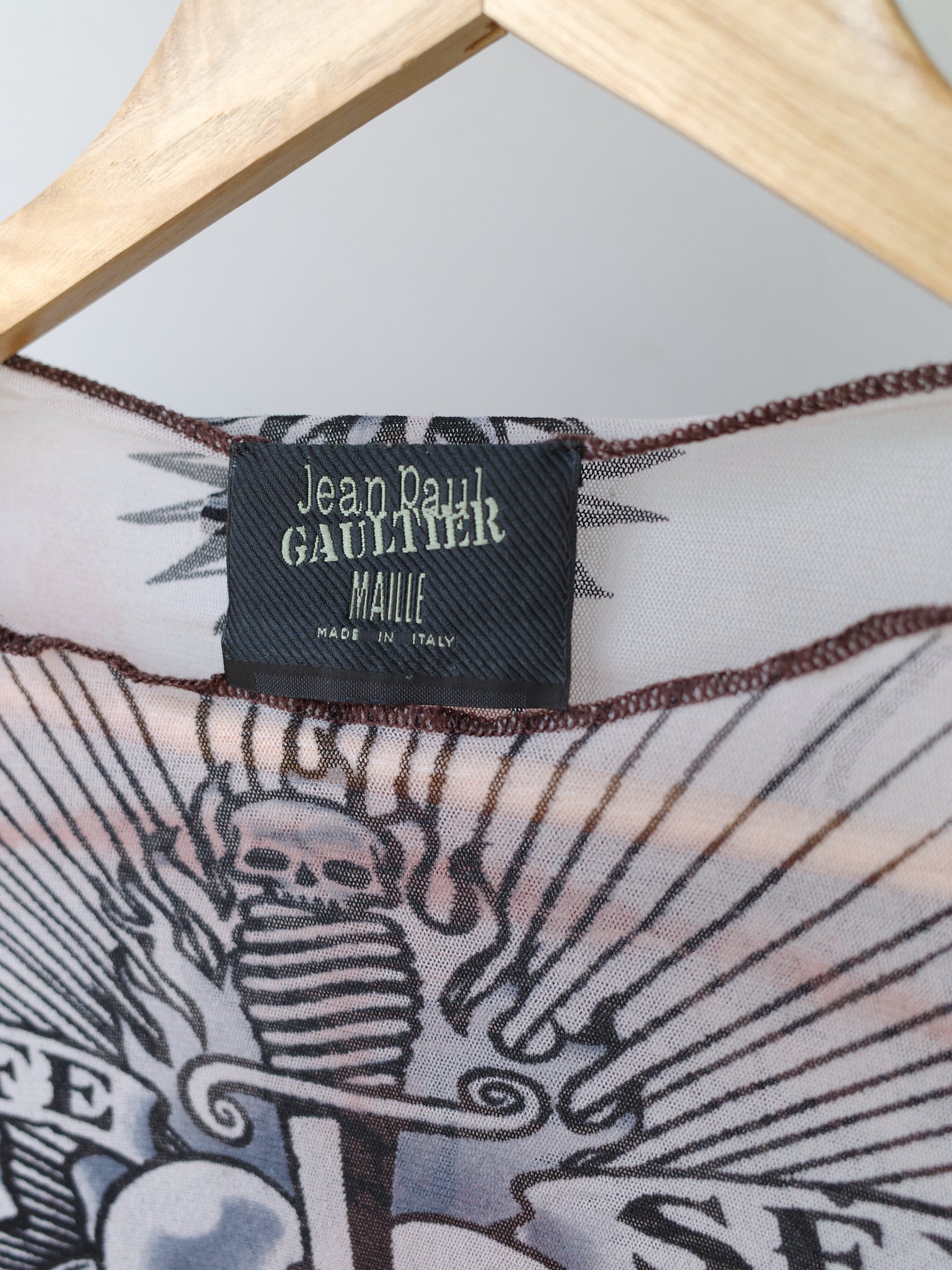 Jean Paul Gaultier S/S 1996 “Safe Sex Forever” Dragon Tattoo Mesh Top