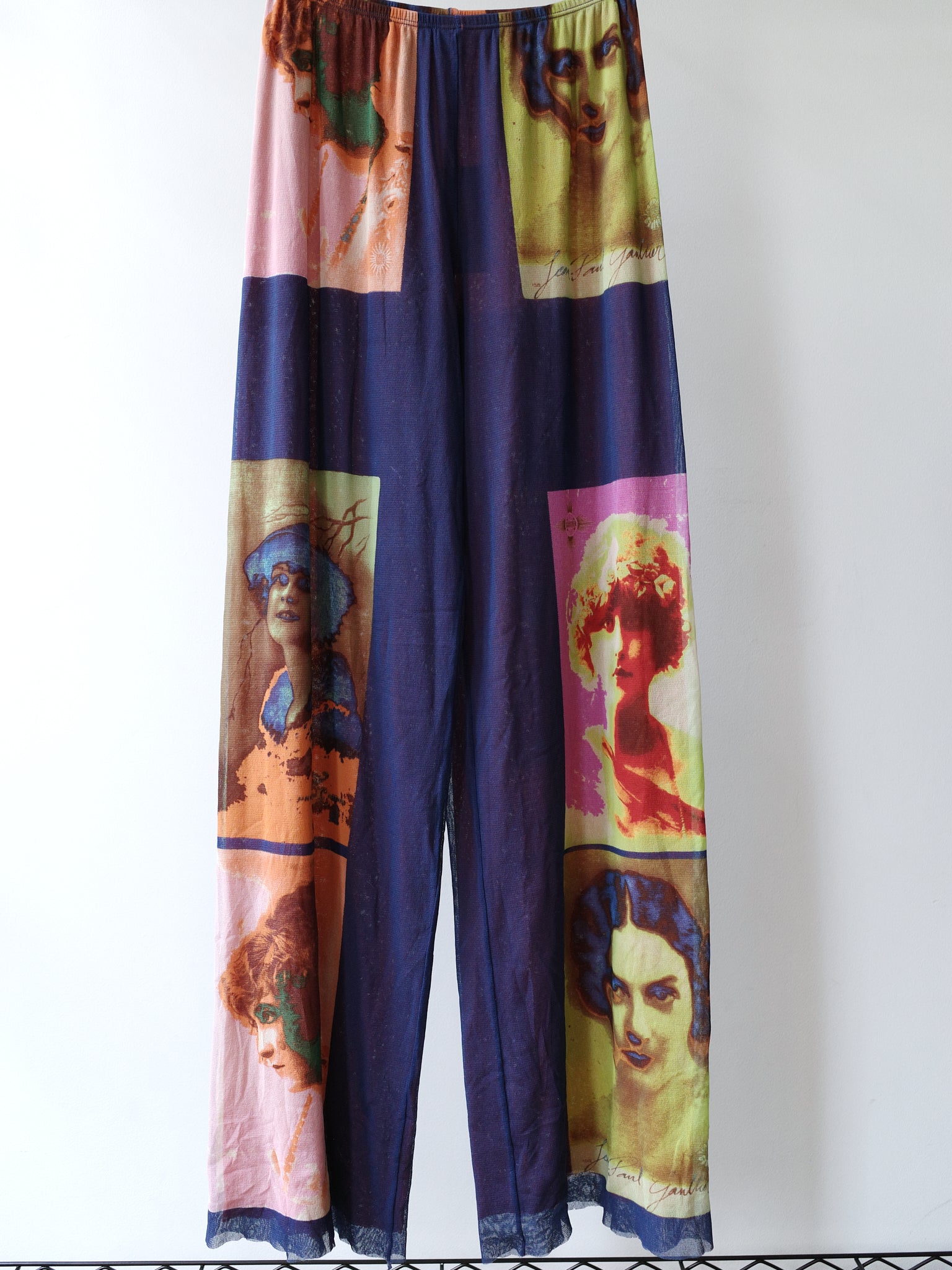 Jean Paul Gaultier S/S 2002 “Portrait Print” Mesh Trousers