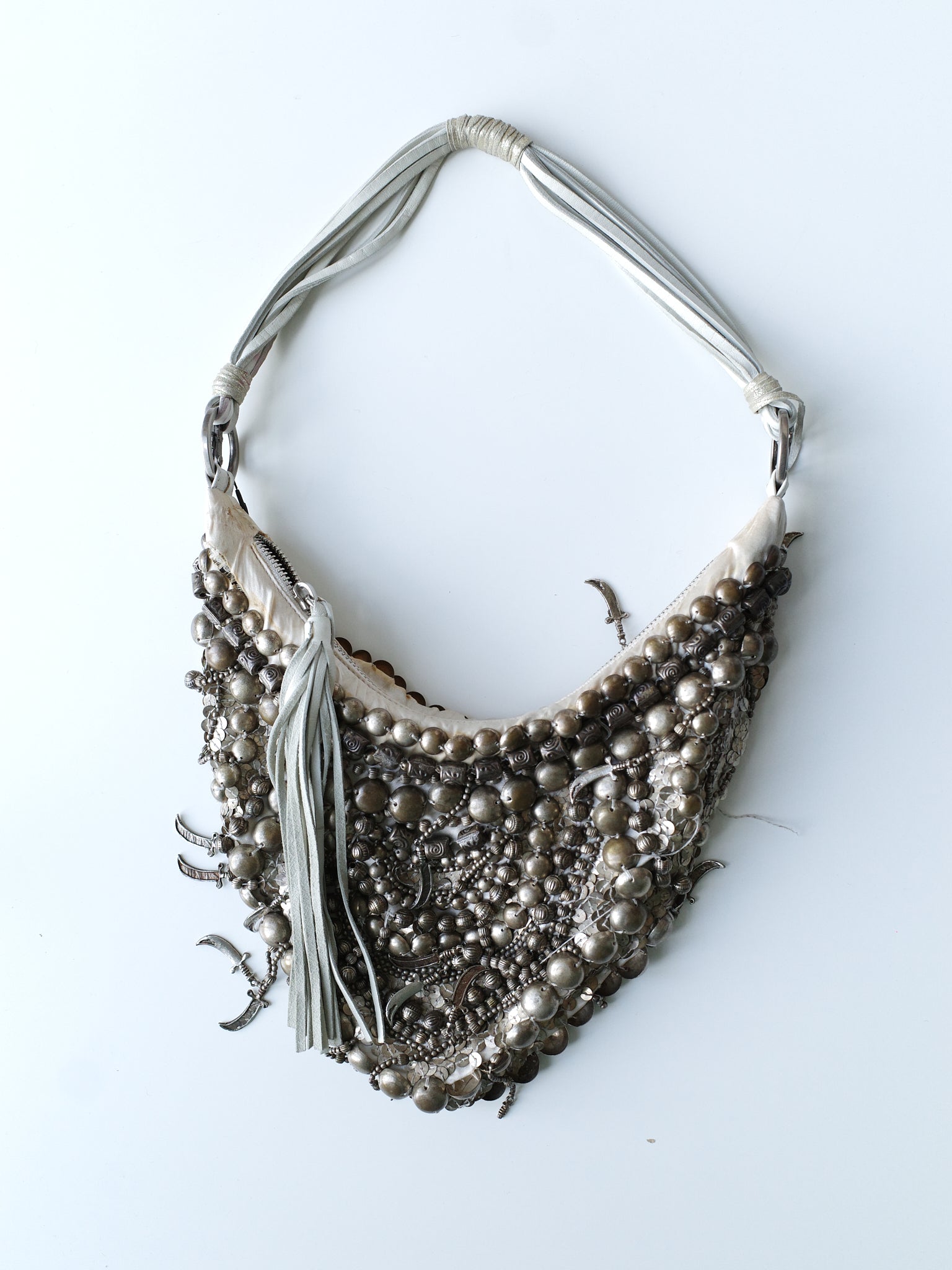 Cesare Paciotti Rare Heavy Metal Beaded Shoulder Bag
