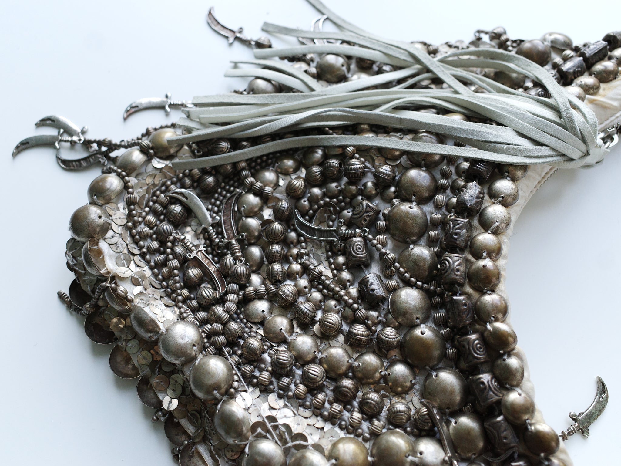 Cesare Paciotti Rare Heavy Metal Beaded Shoulder Bag