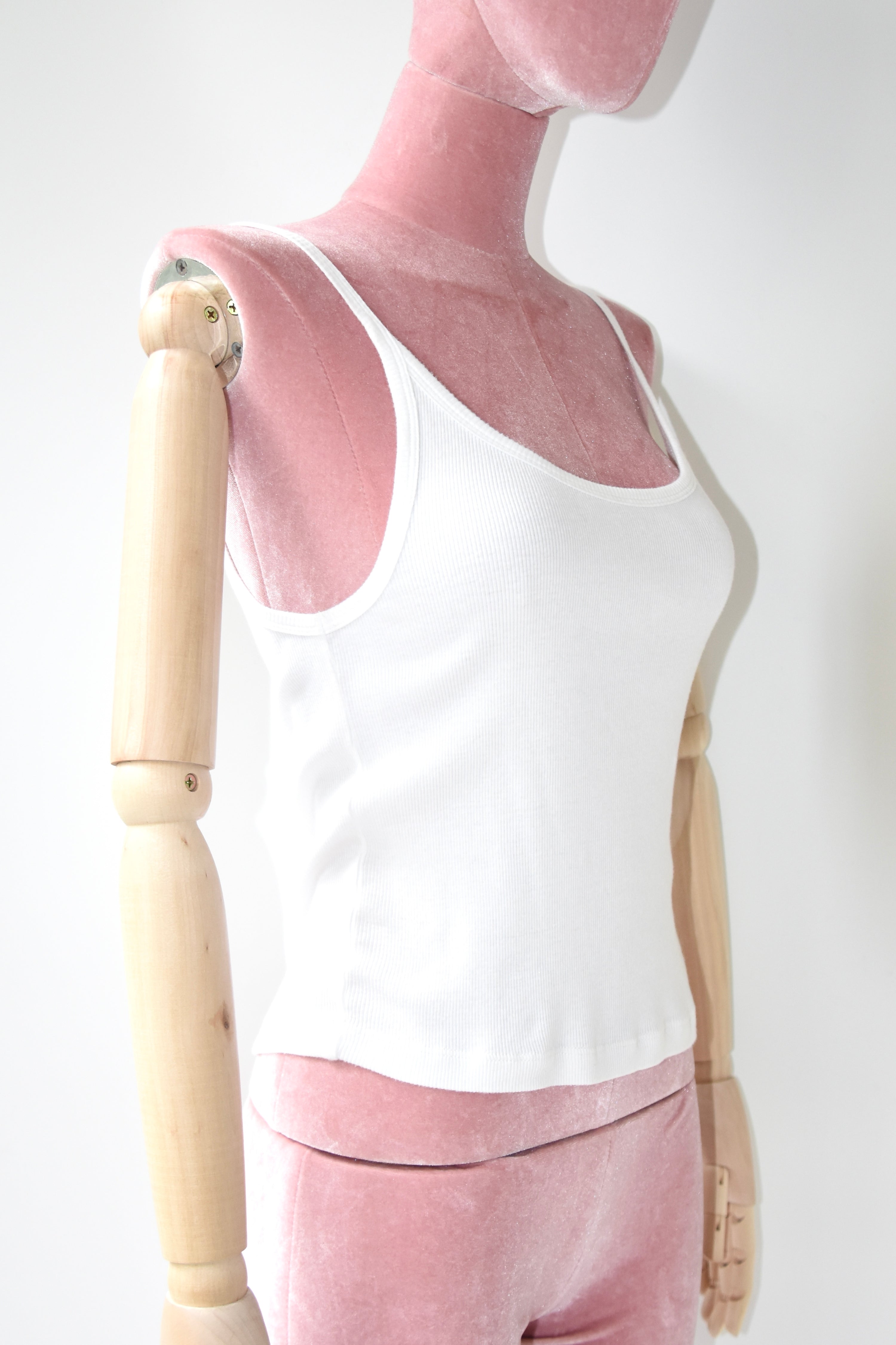 CELINE Ribbed White Logo Tank Top with Triomphe Detail