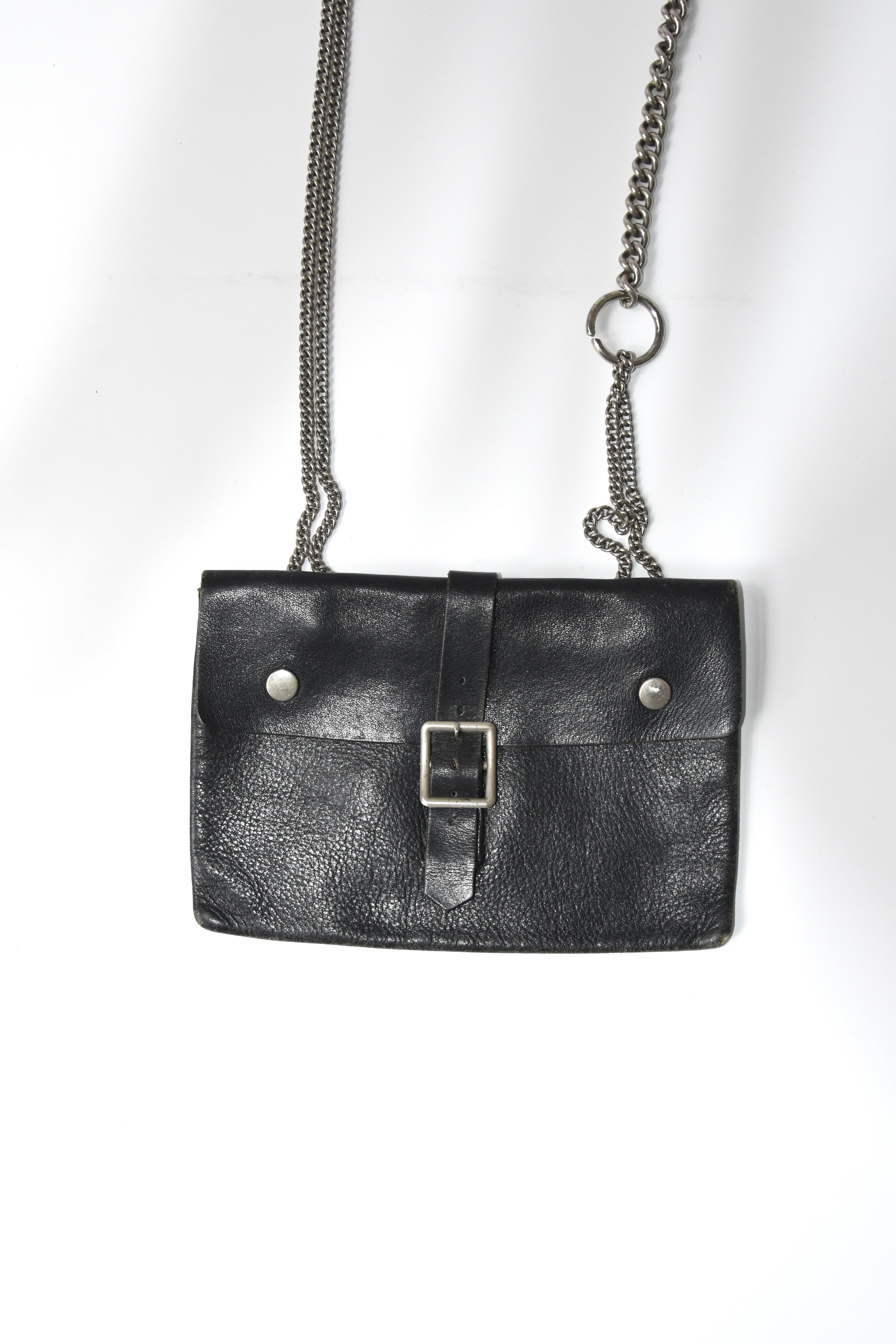 Comme des Garçons Black Leather Chain Buckle Shoulder Bag