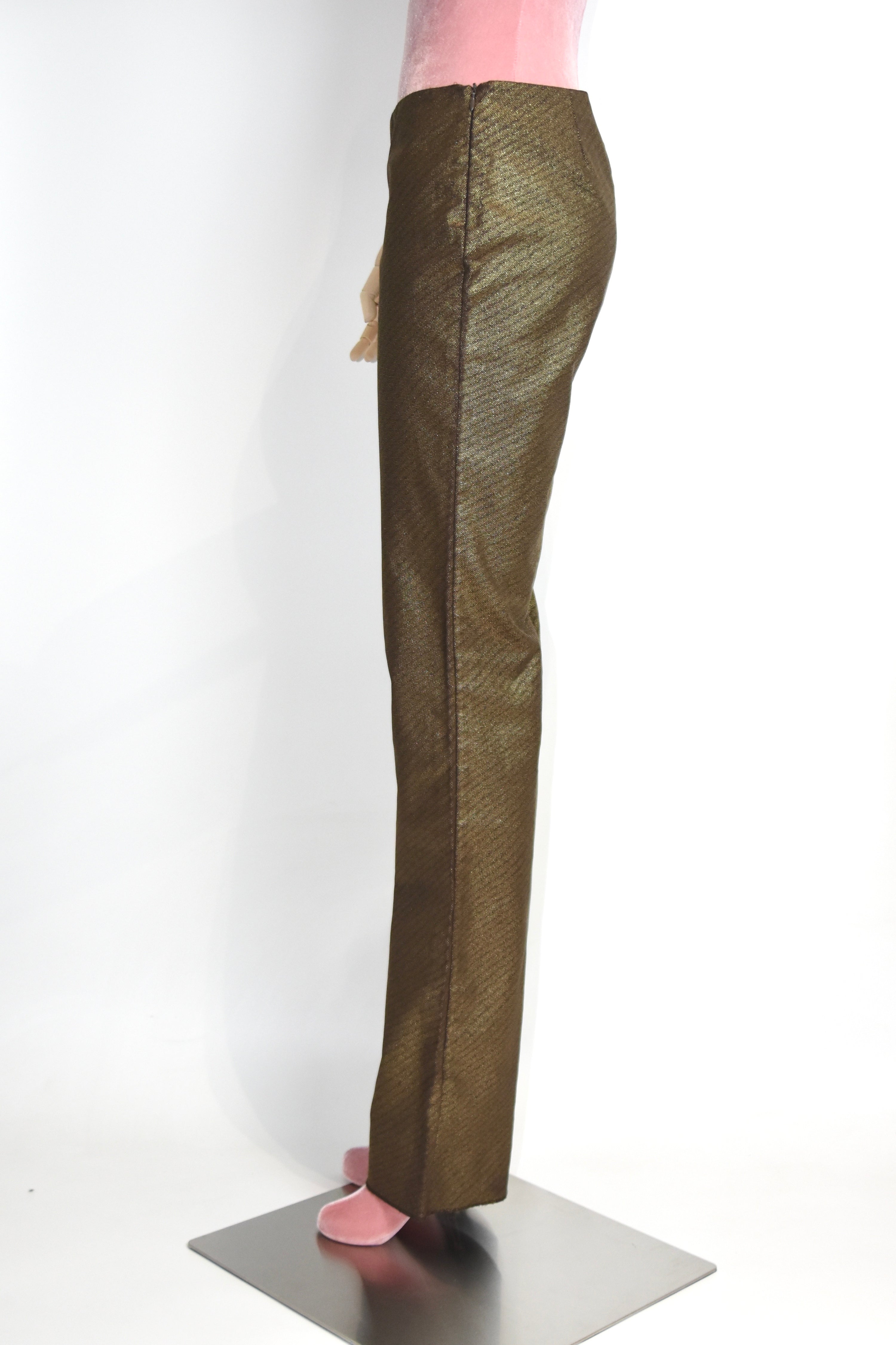 Versace Gold Metallic Straight-Leg Trousers