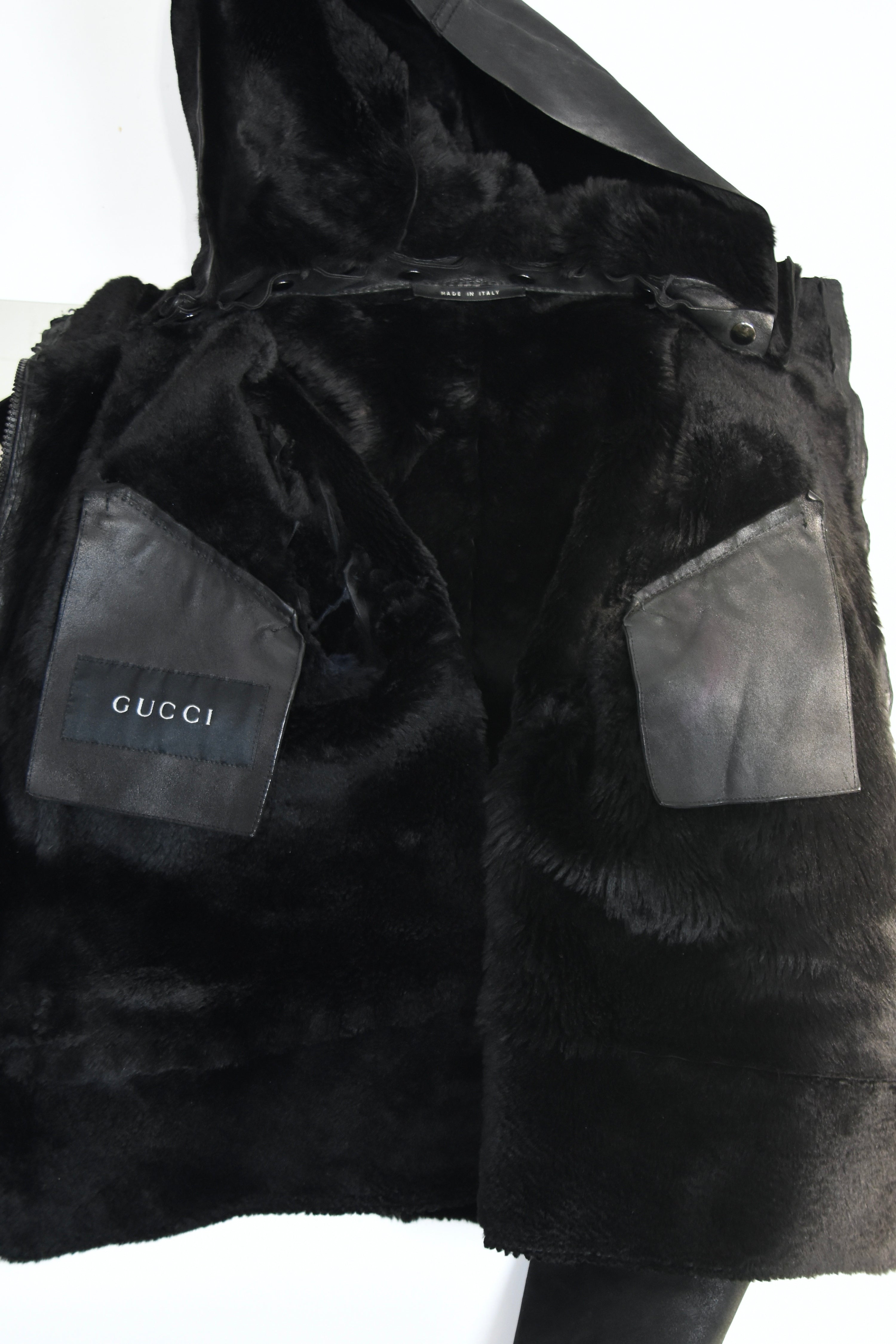 Gucci by Tom Ford Hooded Shearling Leather Jacket