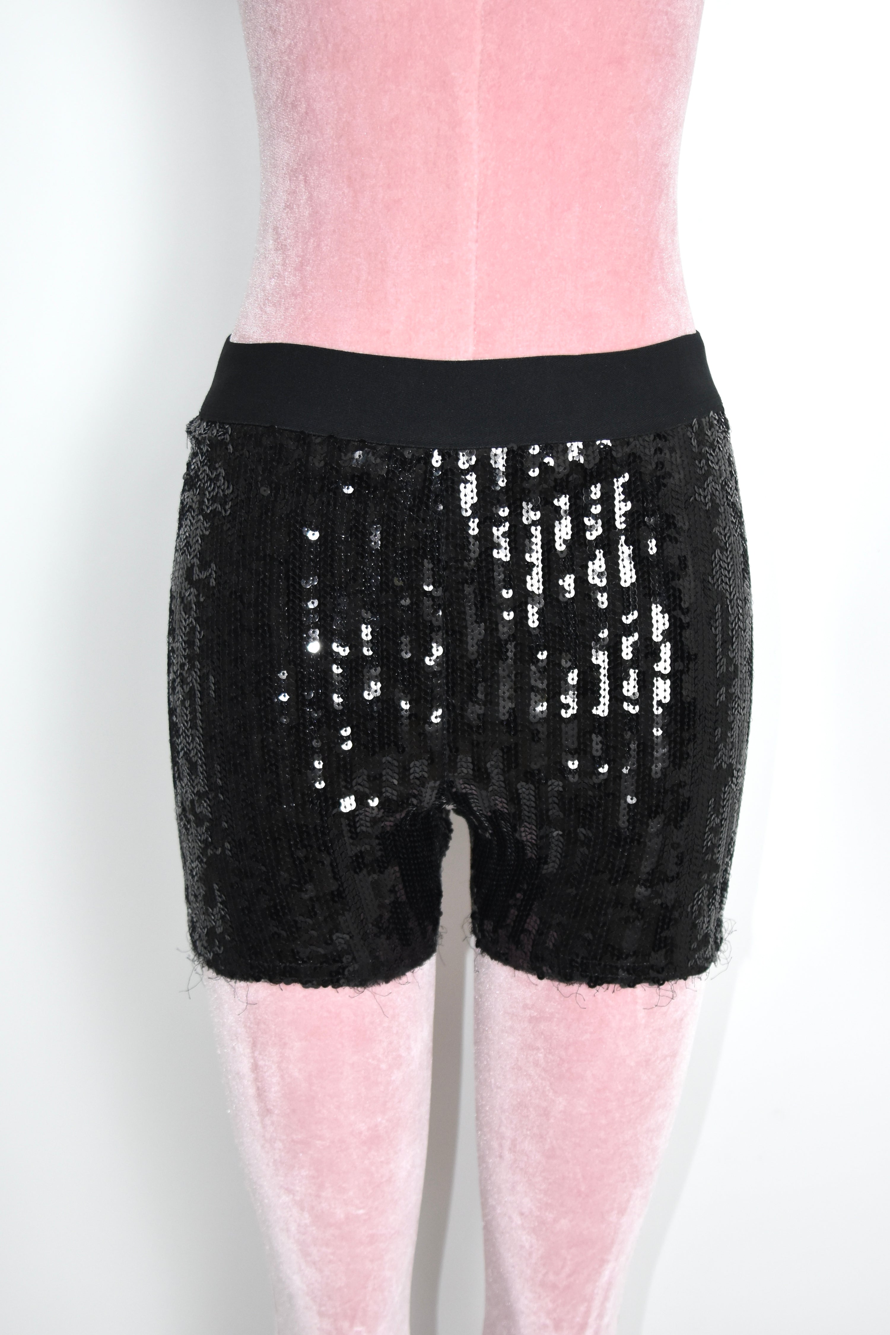 Junya Watanabe Comme des Garçons Sequin Embellished Stretch Shorts – Contemporary Collection Statement Piece