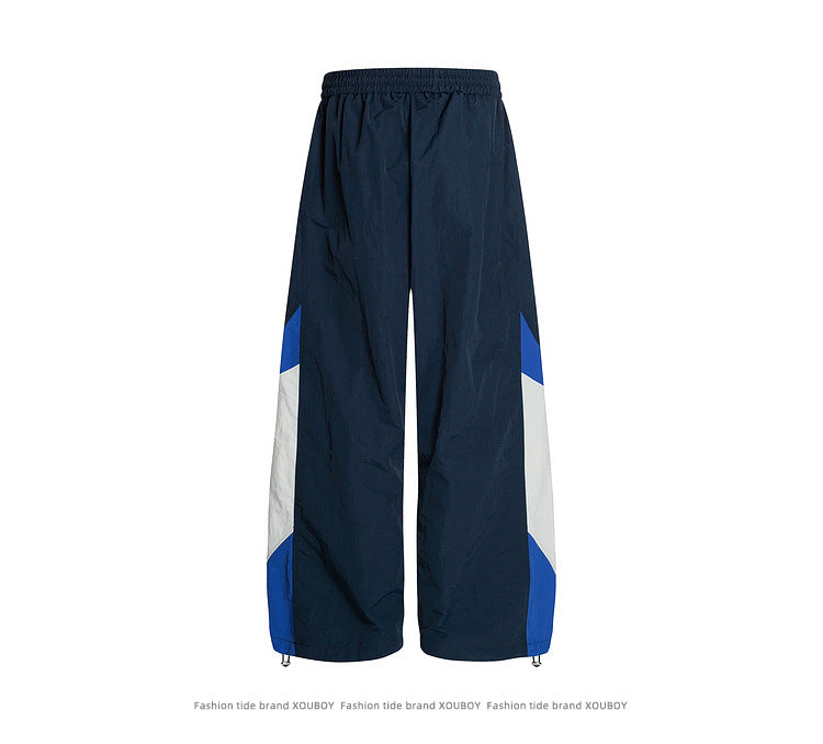 Letter Dance Color-Block Casual Long Pants for Men and Women Summer Loose Slimming Couple Wide-Leg Paratrooper Wide-Leg