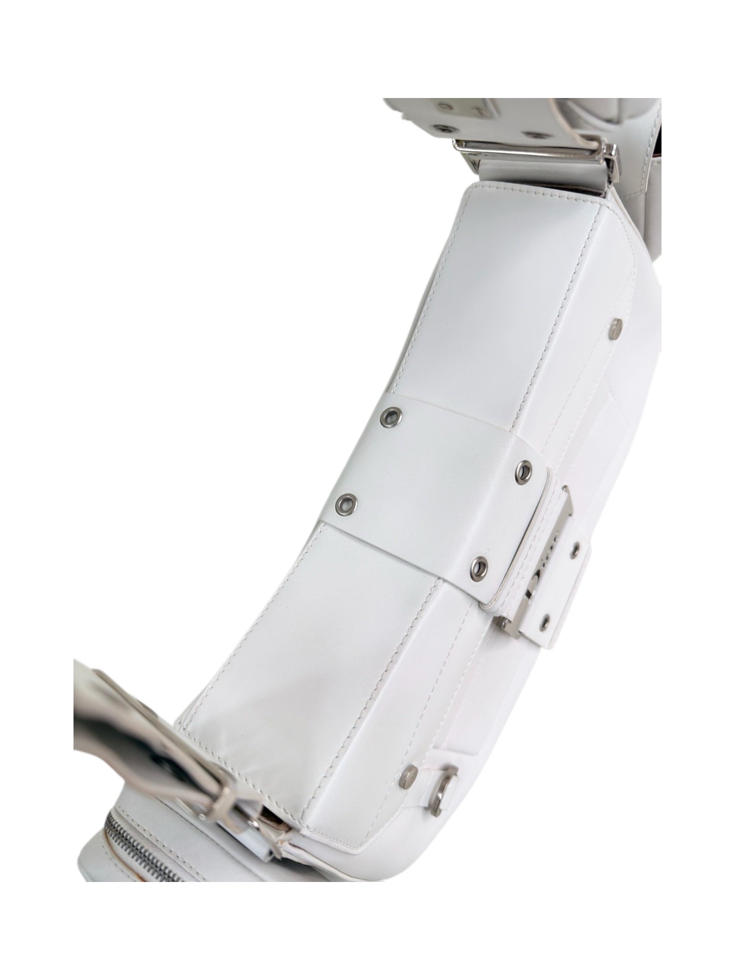 CHRISTIAN DIOR BY JOHN GALLIANO White Leather Four-Pocket Punk Shoulder Bag / Underarm Bag