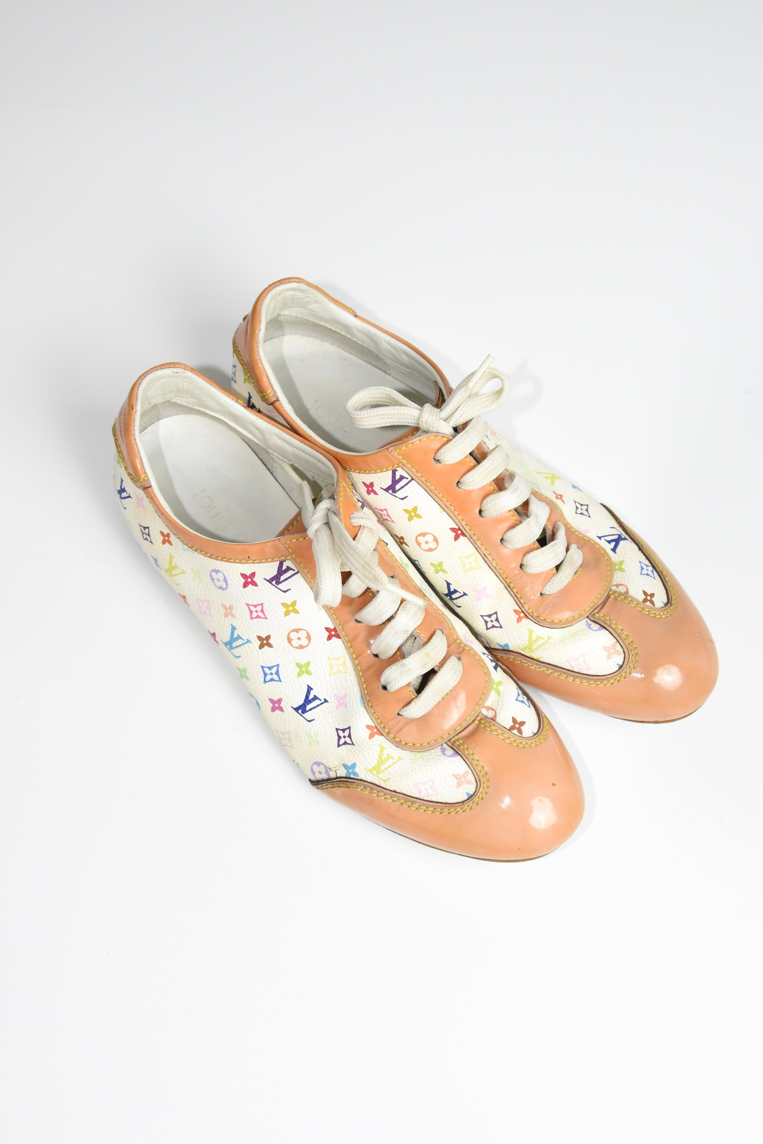 Louis Vuitton Monogram Multicolor Canvas & Patent Leather Lace-Up Sneakers (Y2K Takashi Murakami Era)