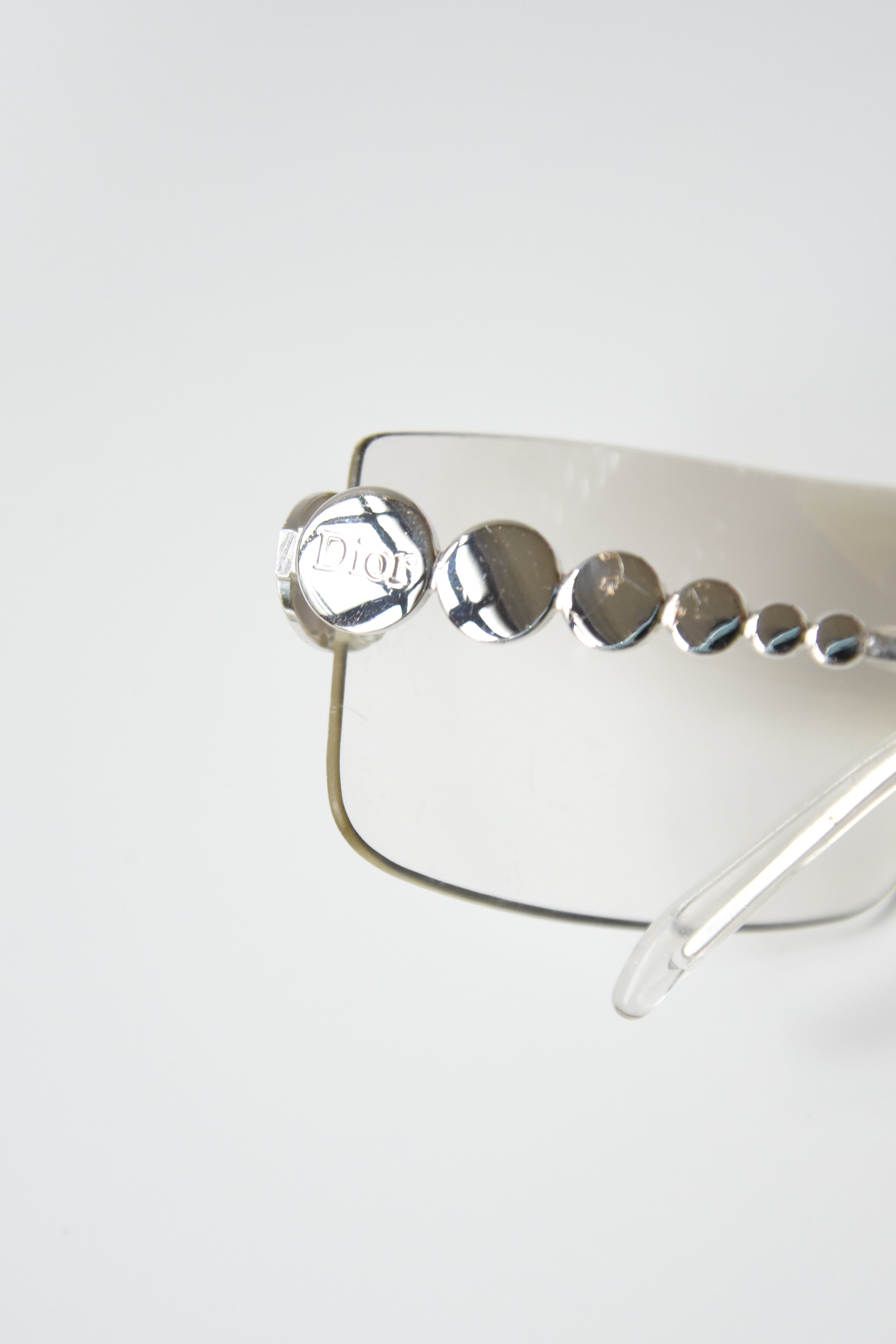 Dior Reflective Silver Y2K Visor Sunglasses