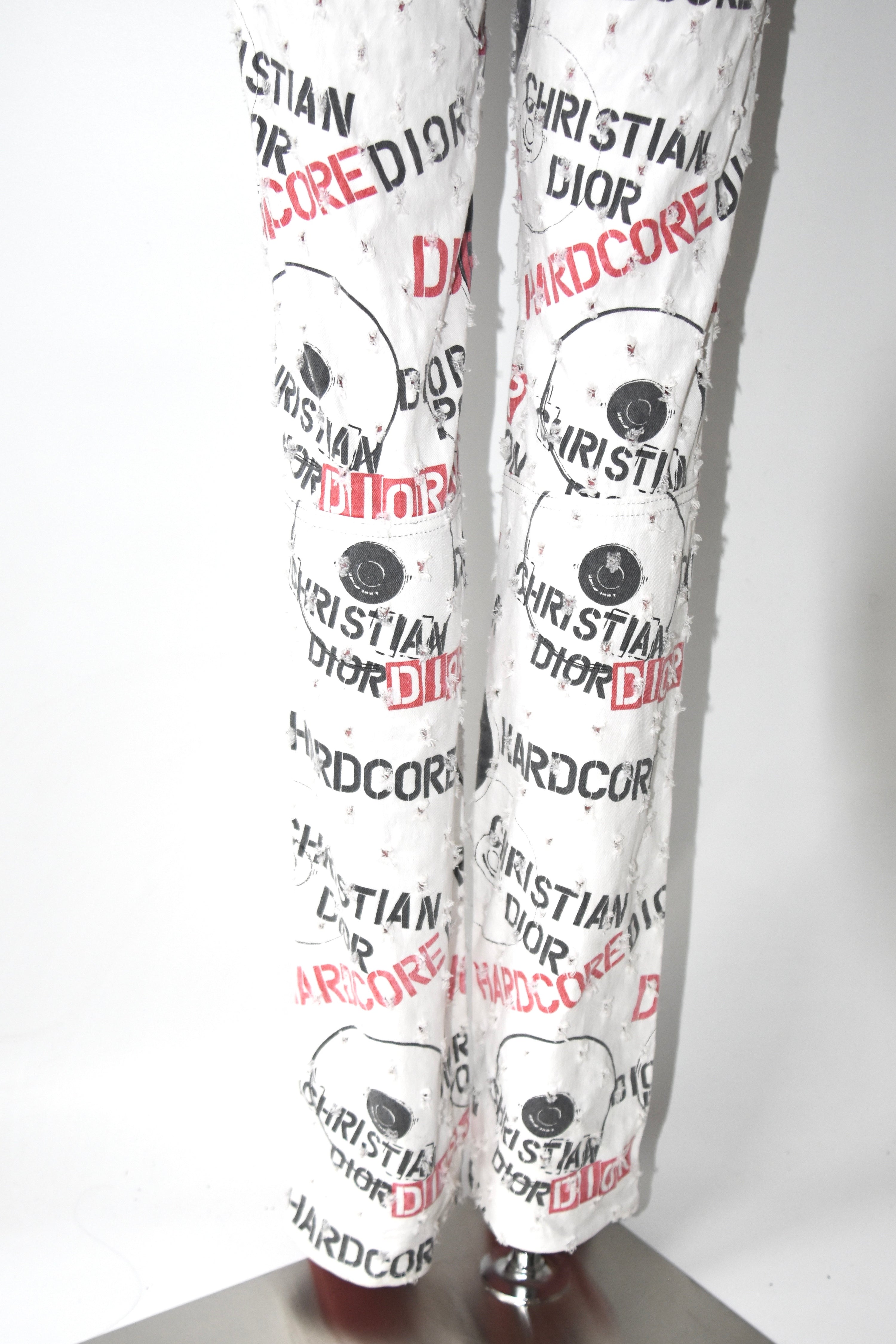 Christian Dior by John Galliano “Hardcore Dior” Graffiti Logo Print Pants – Early 2000s Punk Archive Collector Piece